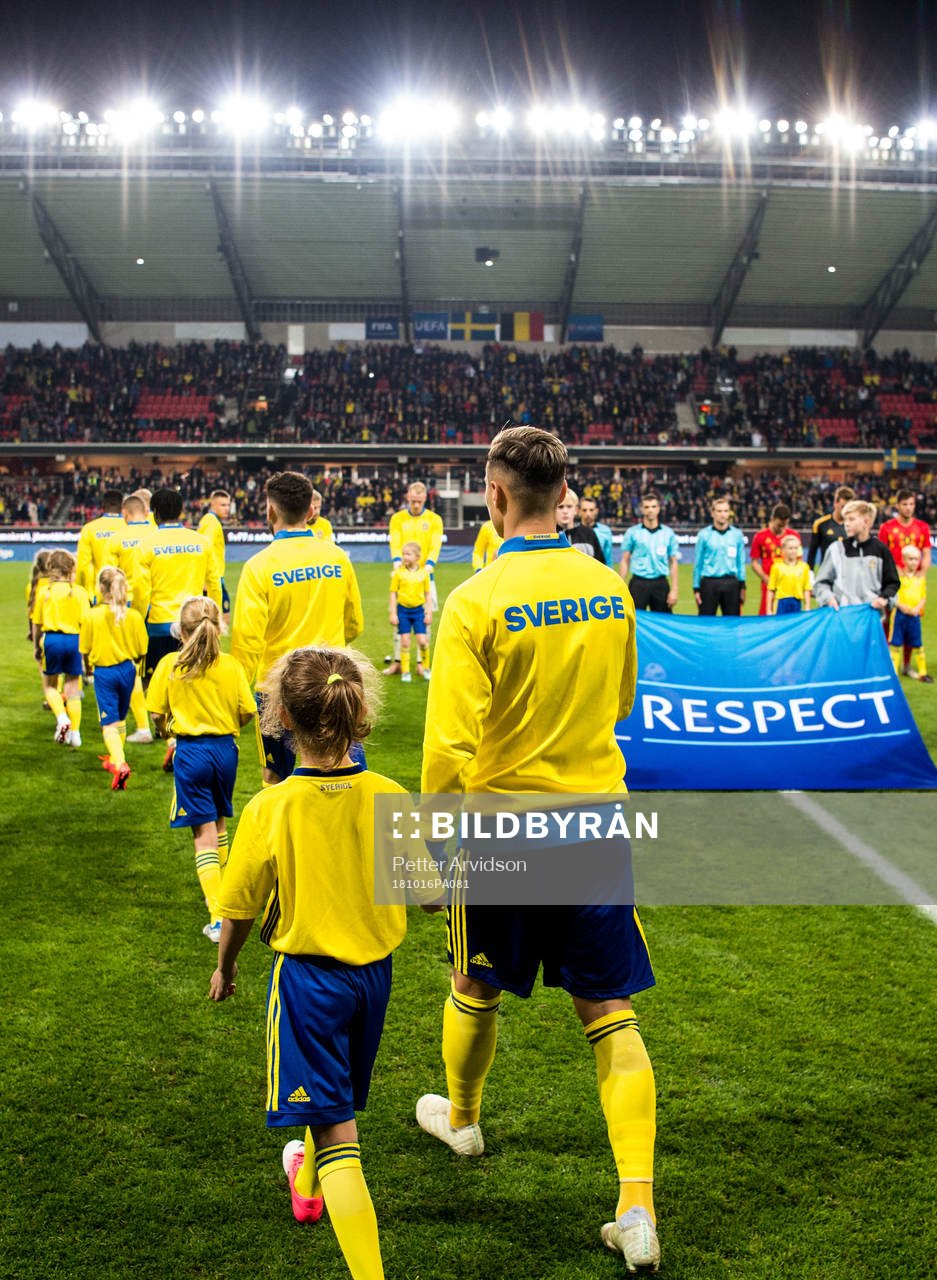 The players enter the pitch prior the UEFA European