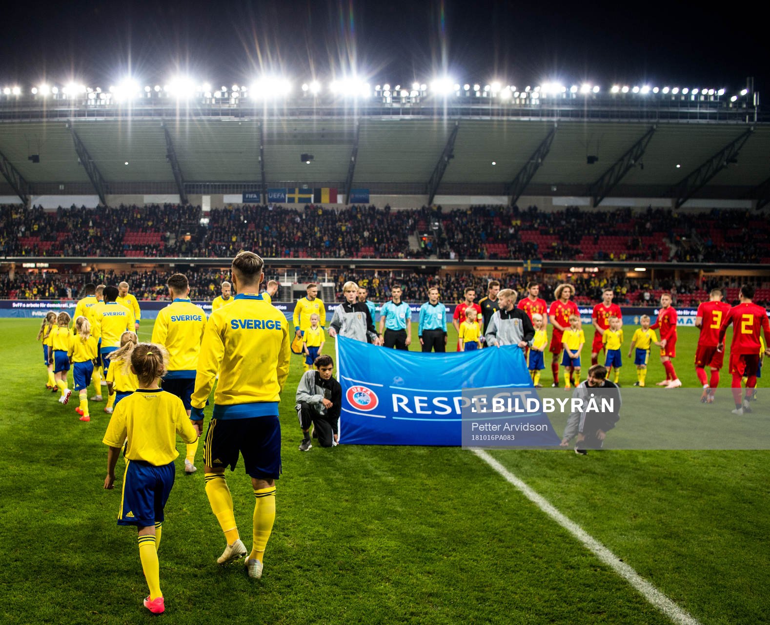 The players enter the pitch prior the UEFA European