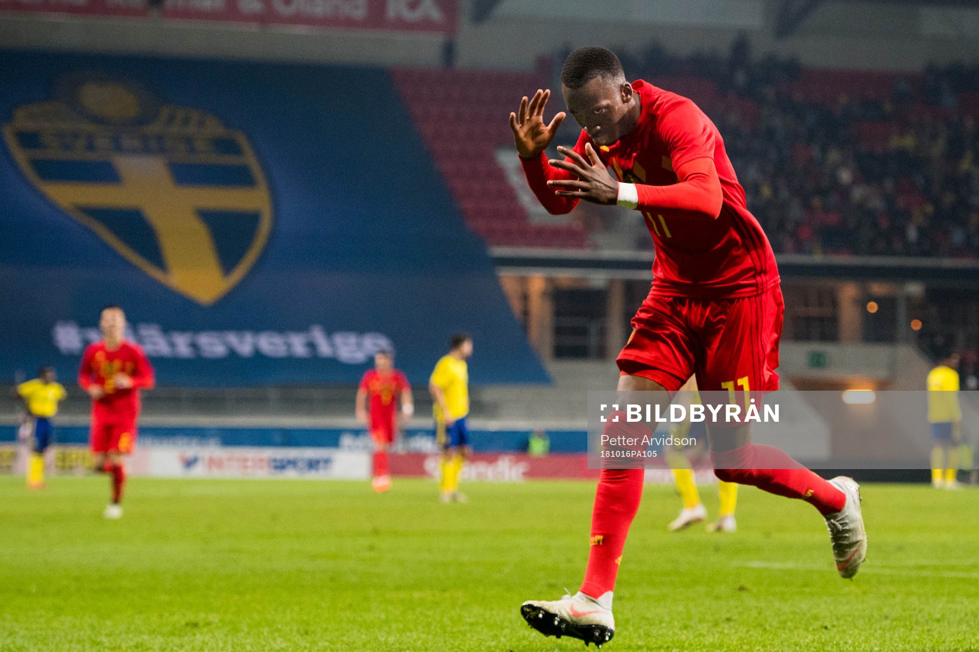 Dodi Lukabakio of Belgium celebrates