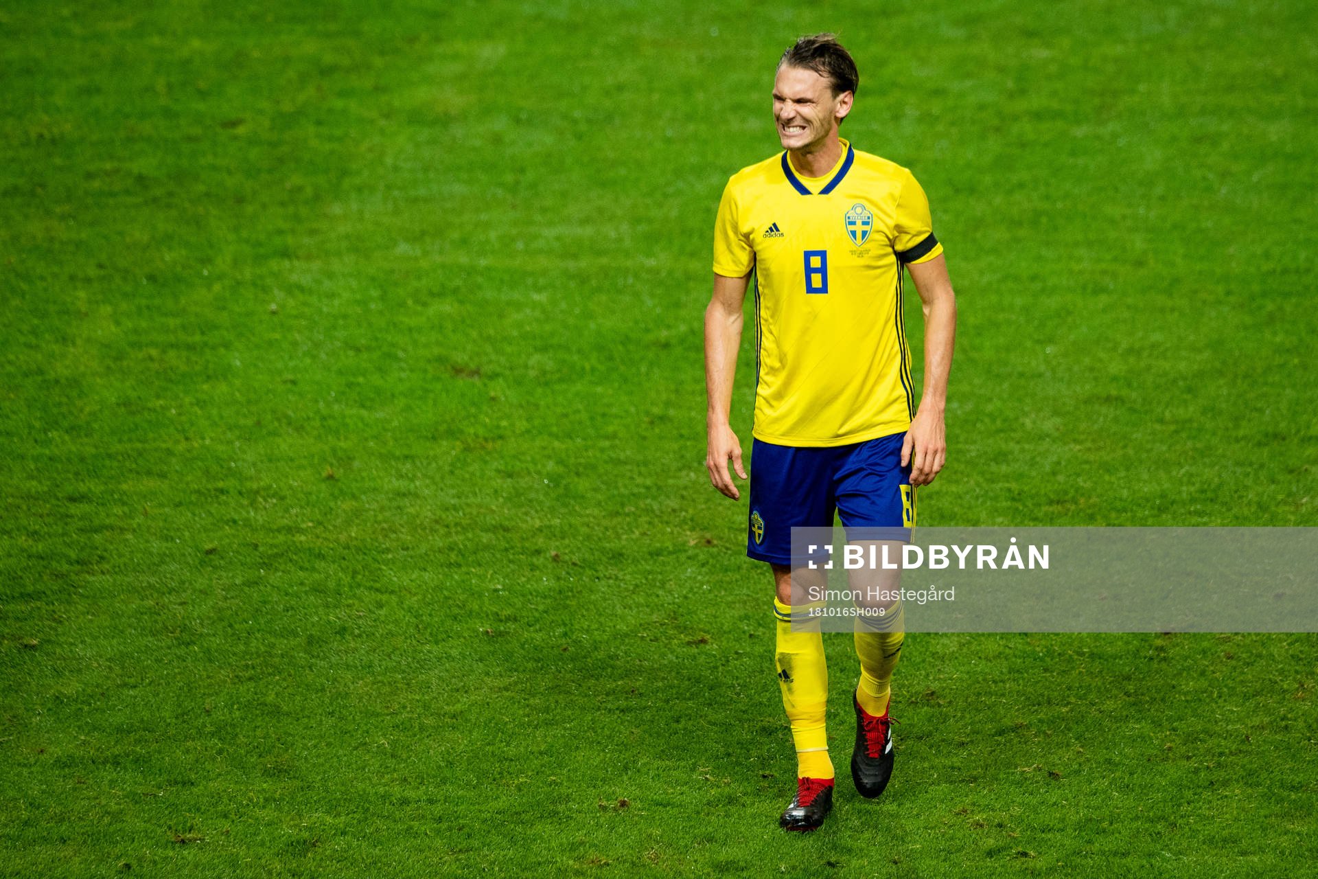 Albin Ekdal of Sweden is in pain