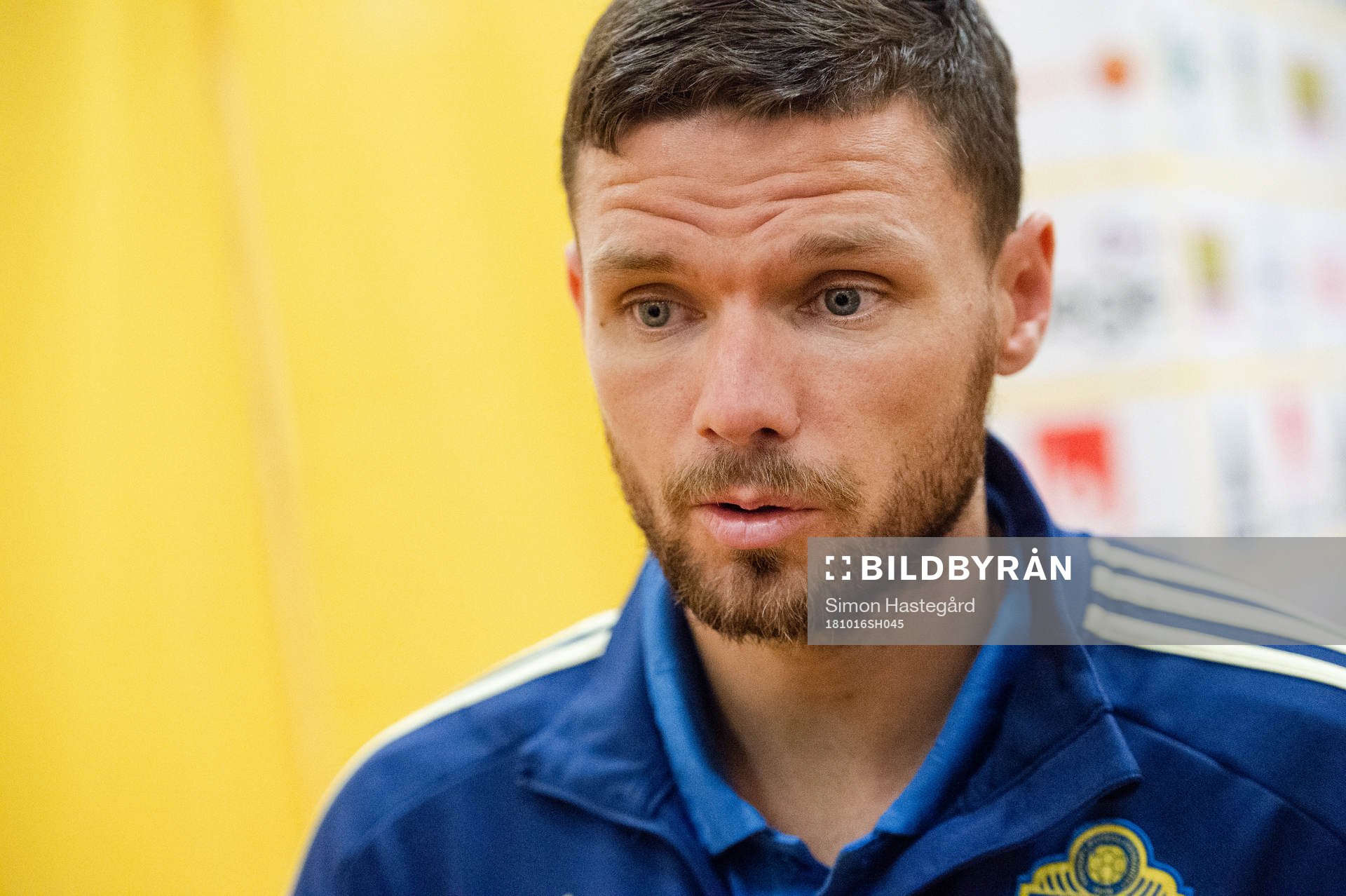 Marcus Berg of Sweden in the mixed zone after the international friendly football match between Sweden and Slovakia on october 16, 2018 in Stockholm.