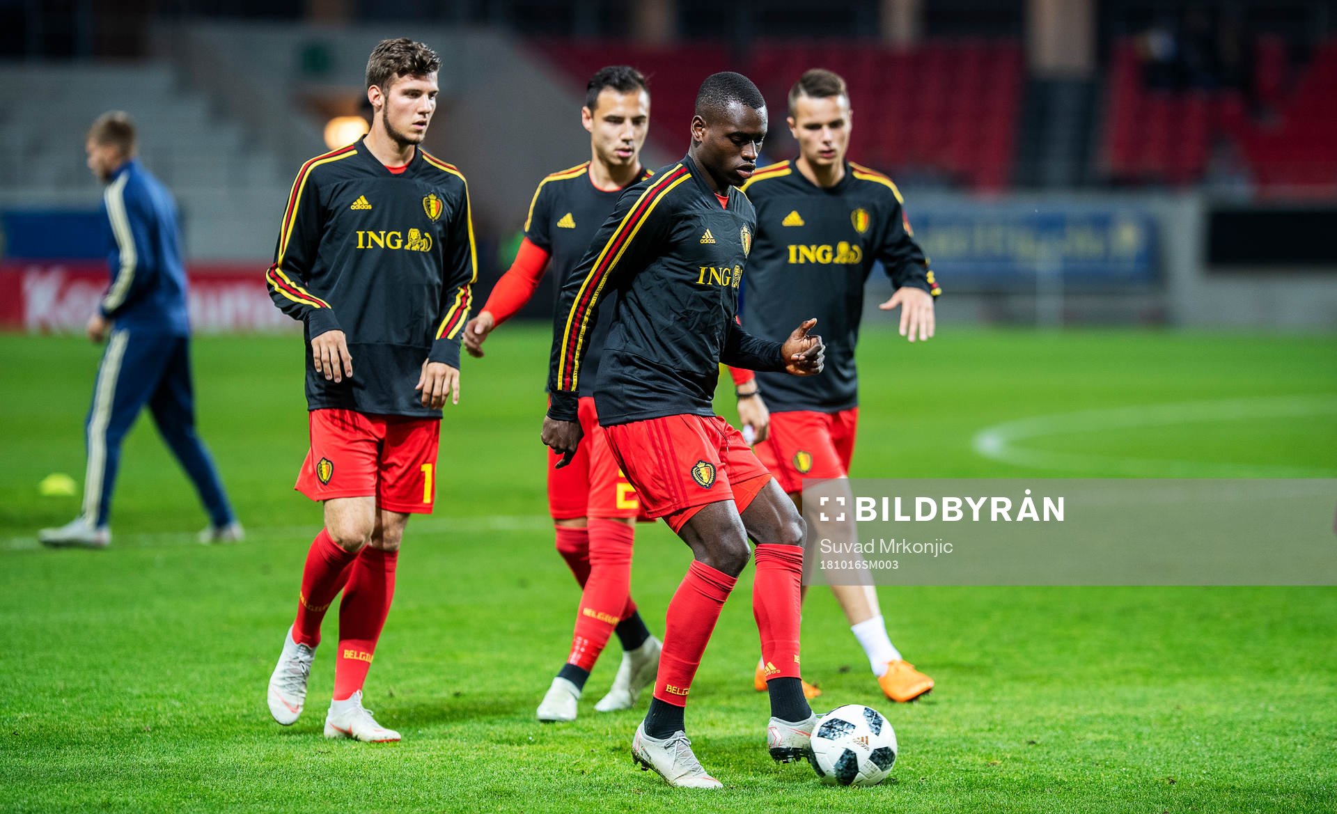 Belgian players warming up