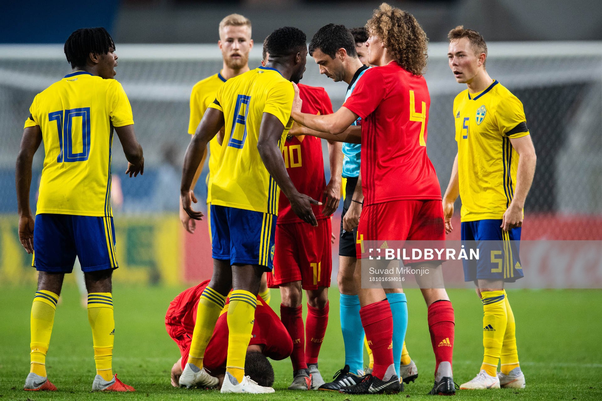 Isak Ssewankambo of Sweden  receives a red card