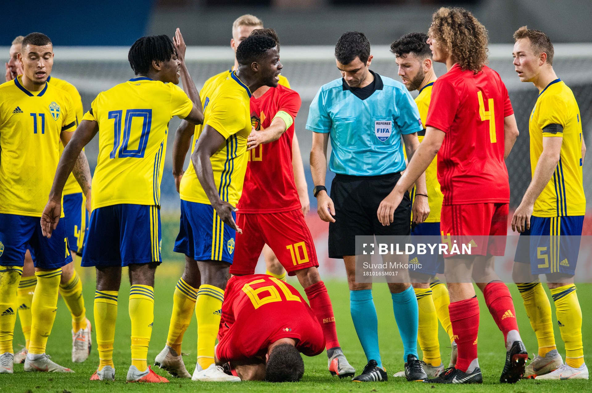 Isak Ssewankambo of Sweden  receives a red card