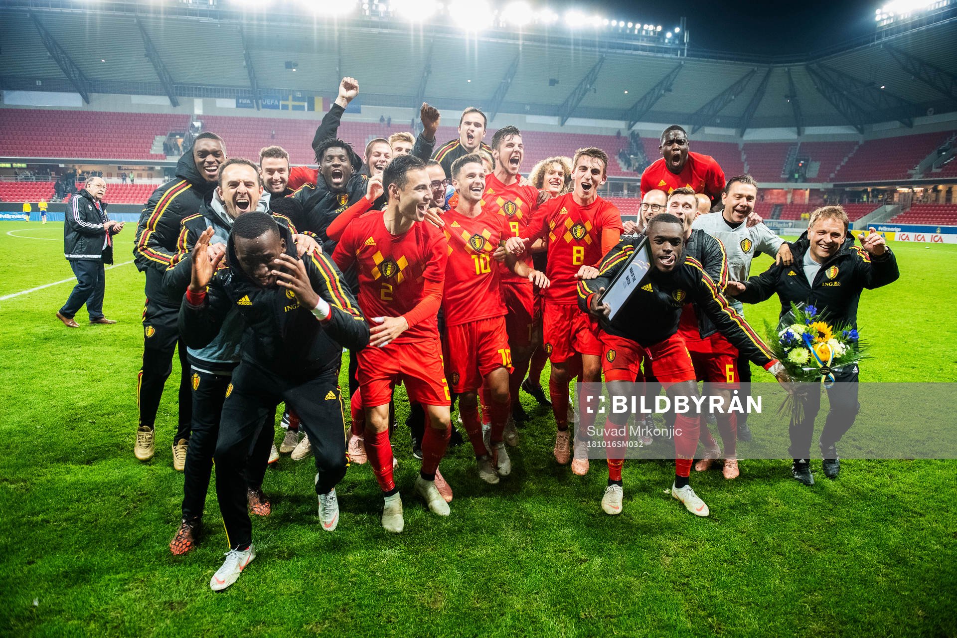 Players of Belgium celebrates