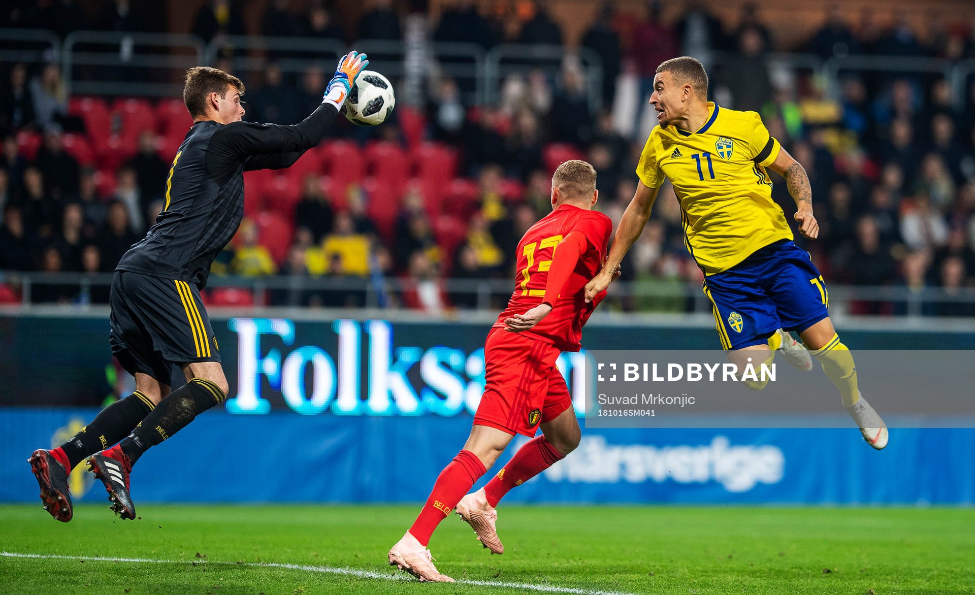 Goalkeeper Ortwin De Wolf and Casper De Norre of Belgium