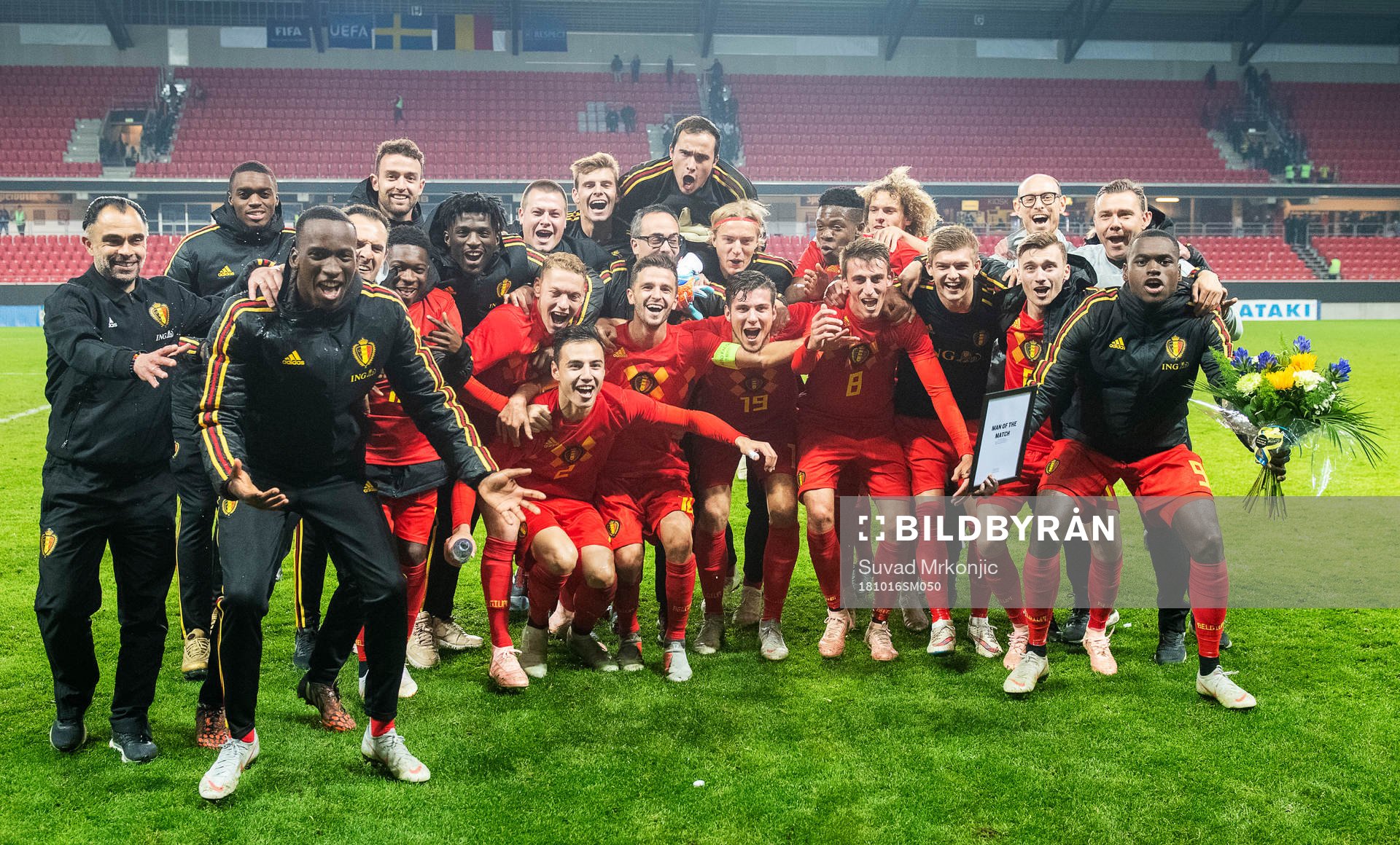 Players of Belgium celebrates