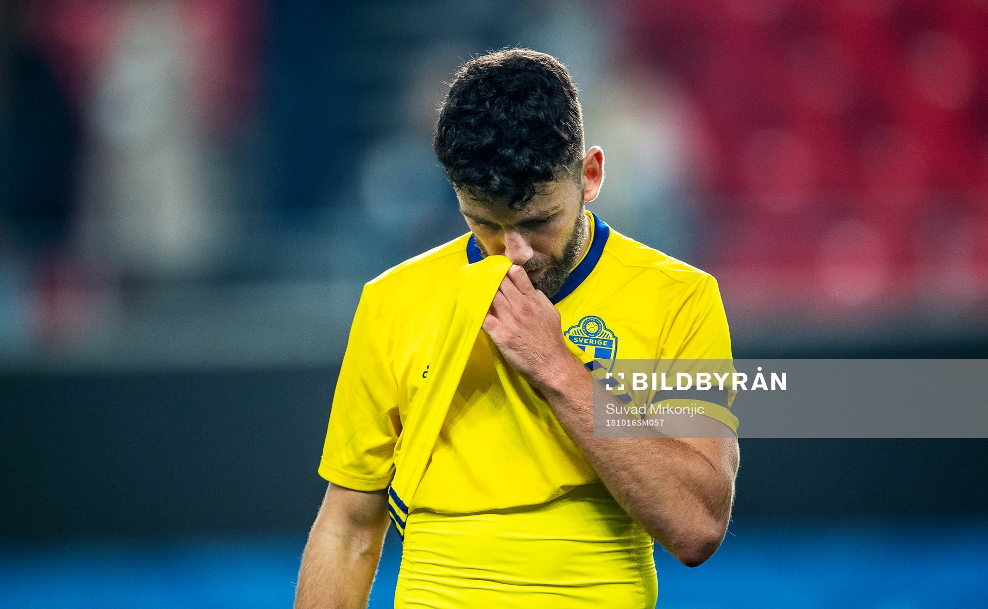 Erdal Rakip of Sweden looks dejected