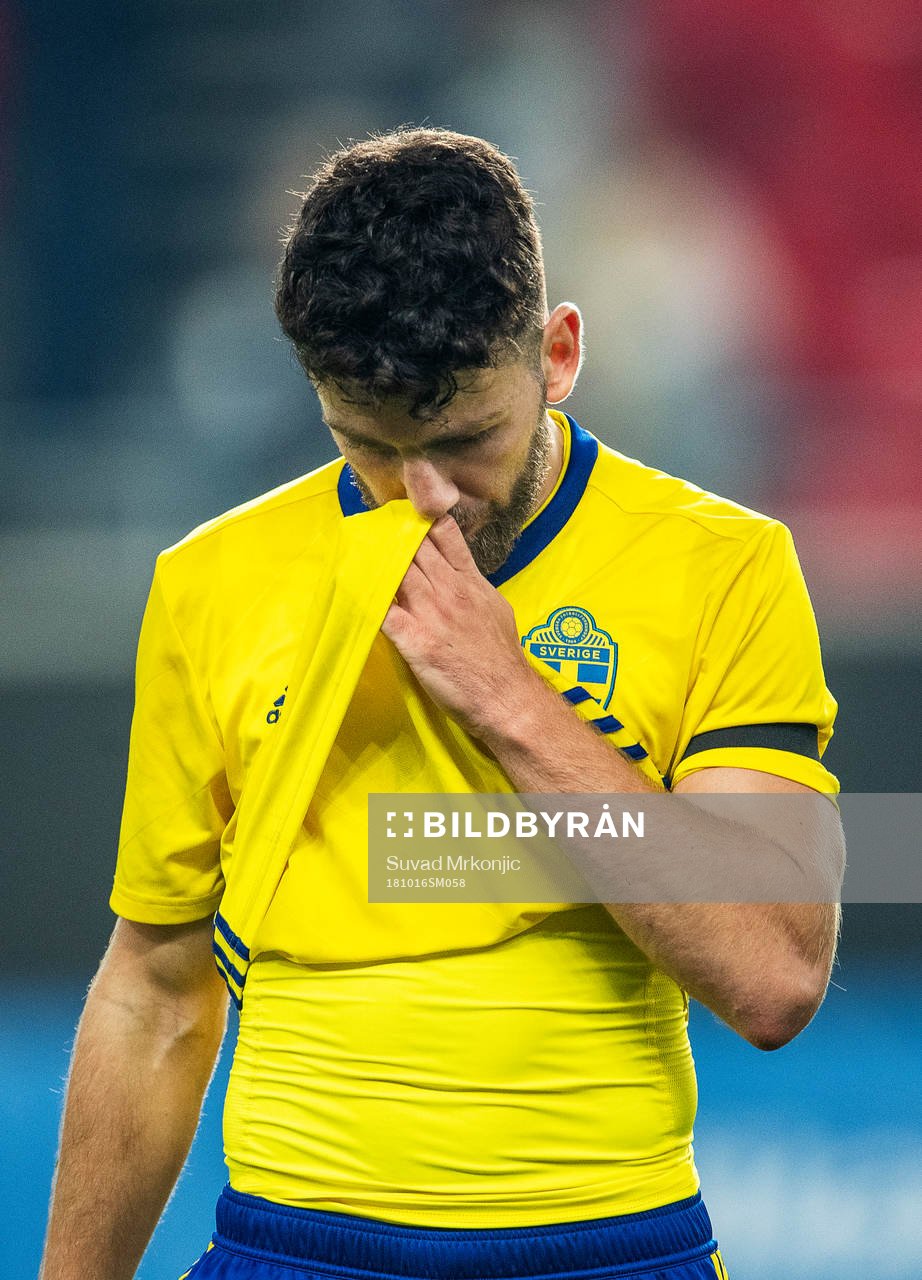 Erdal Rakip of Sweden looks dejected