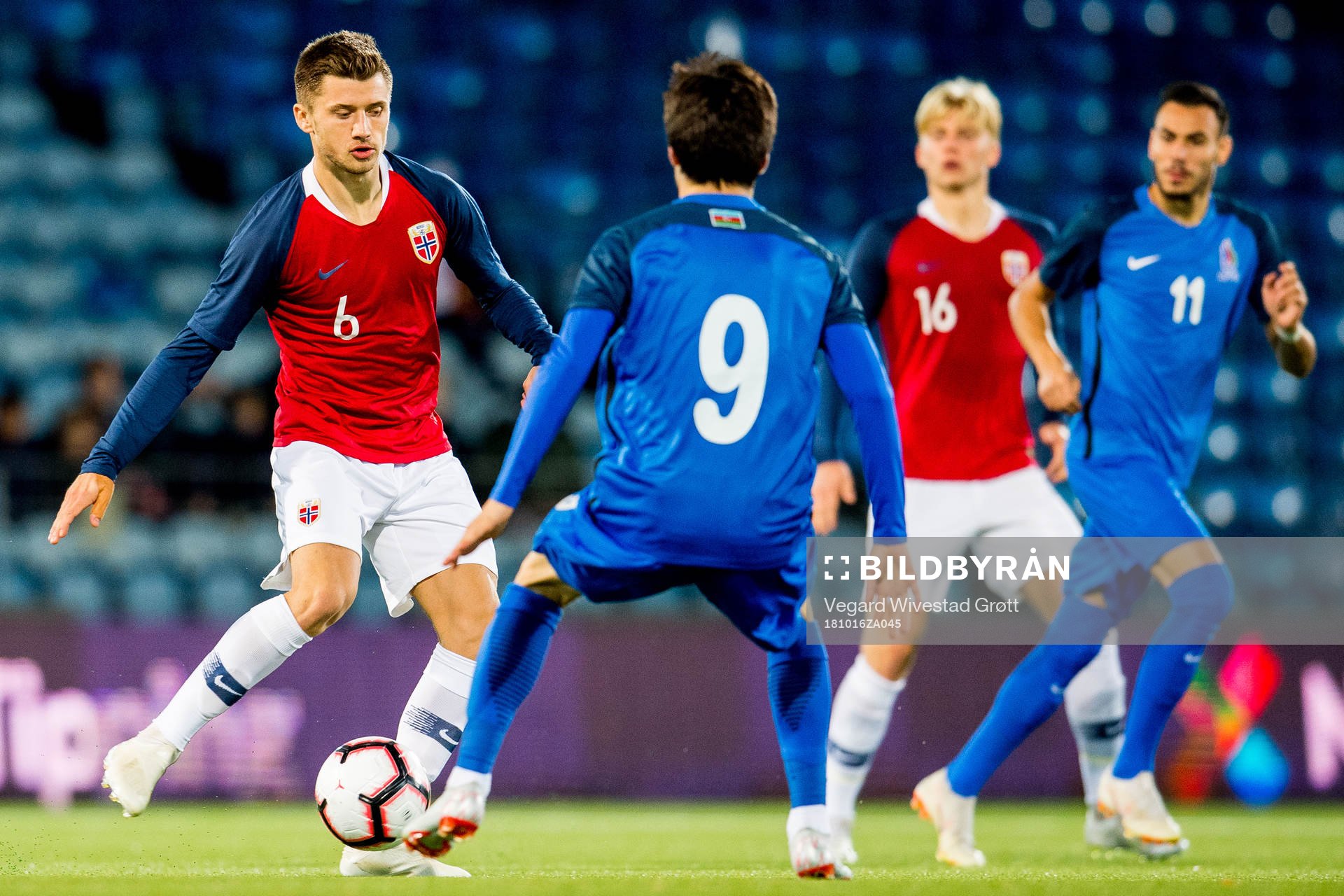 Vebjørn Hoff of Norway during the UEFA European Under-21 Qualifier match between Norway and Azerbaijan on October 16, 2018 in Drammen.