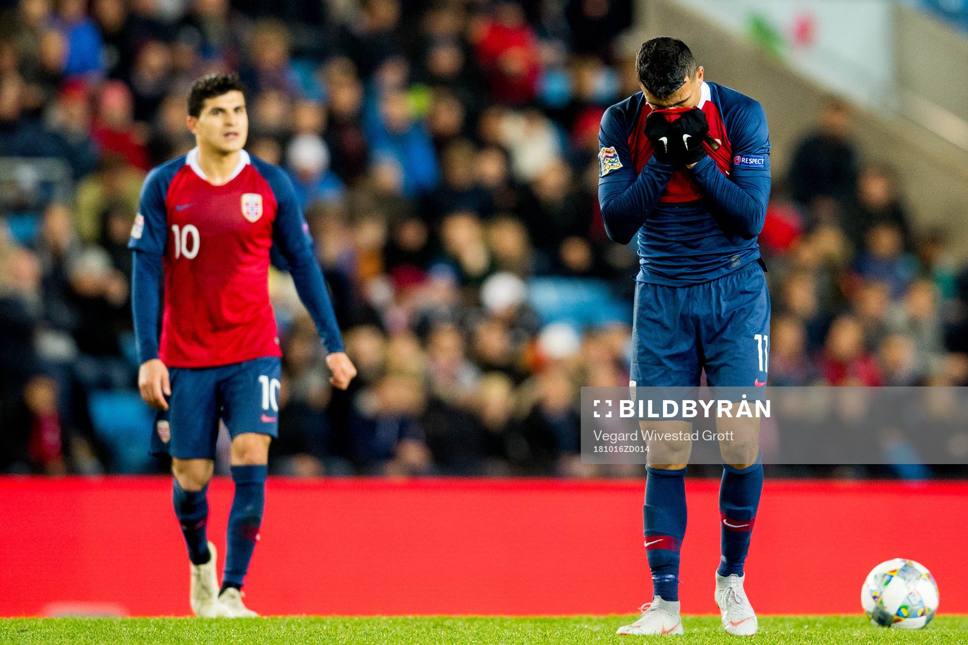 Mohamed Elyounoussi of Norway reacts