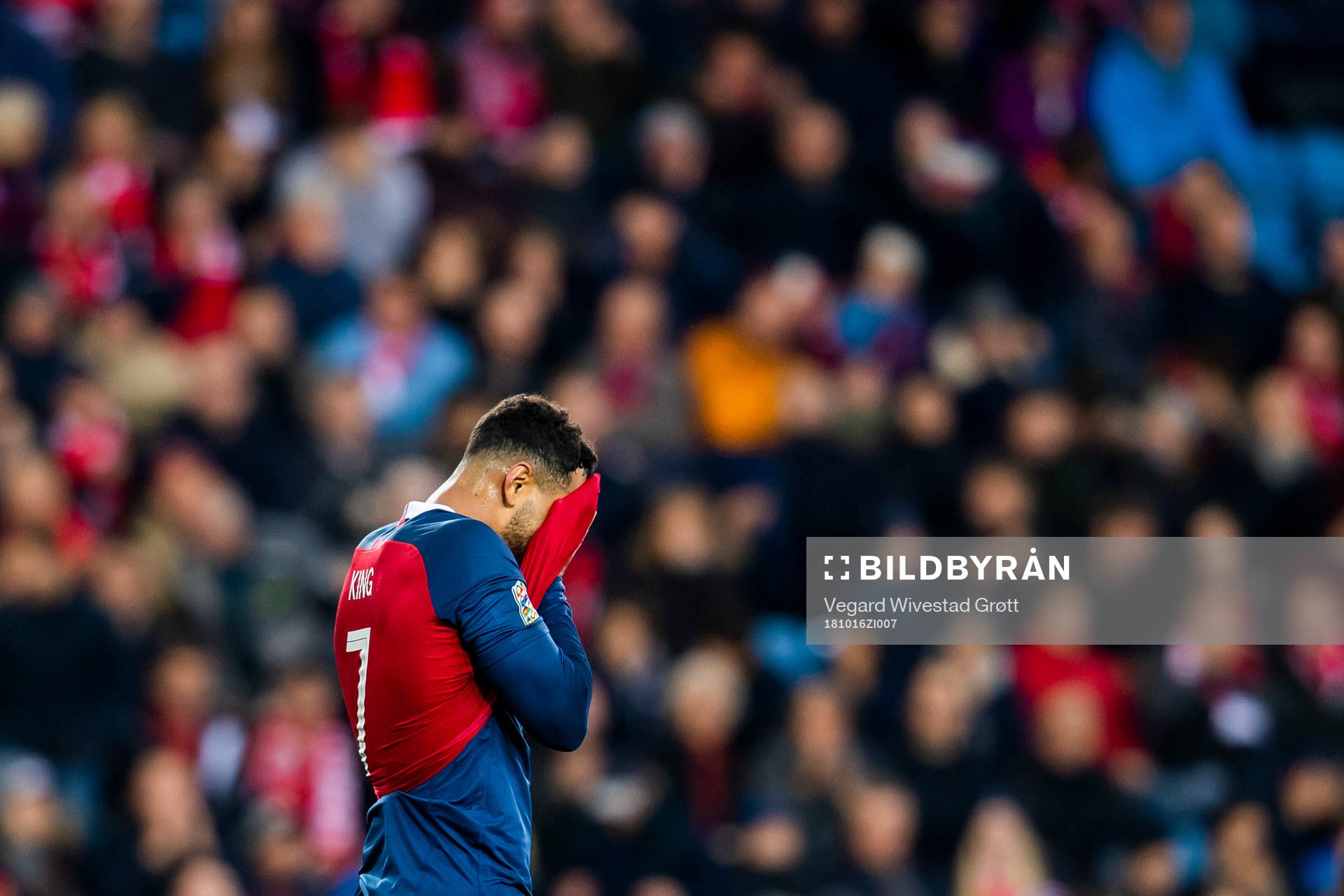 Joshua King of Norway looks dejected