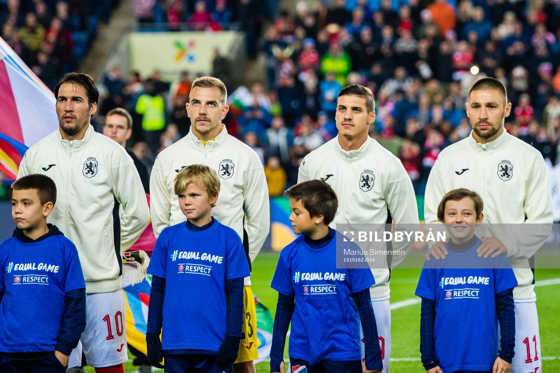 Ivelin Popov, Plamen Iliev, Kiril Despodov and Ivan Bandalovski of Bulgaria during the Nations League match between Norway and Bulgaria on October 16, 2018 in Oslo.