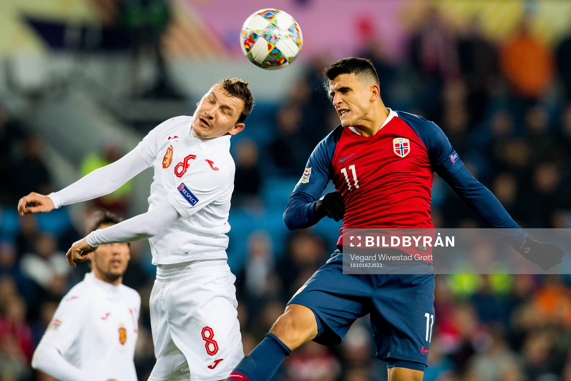 Todor Nedelev of Bulgaria and Mohamed Elyounoussi of Norway during the Nations League match between Norway and Bulgaria on October 16, 2018 in Oslo.