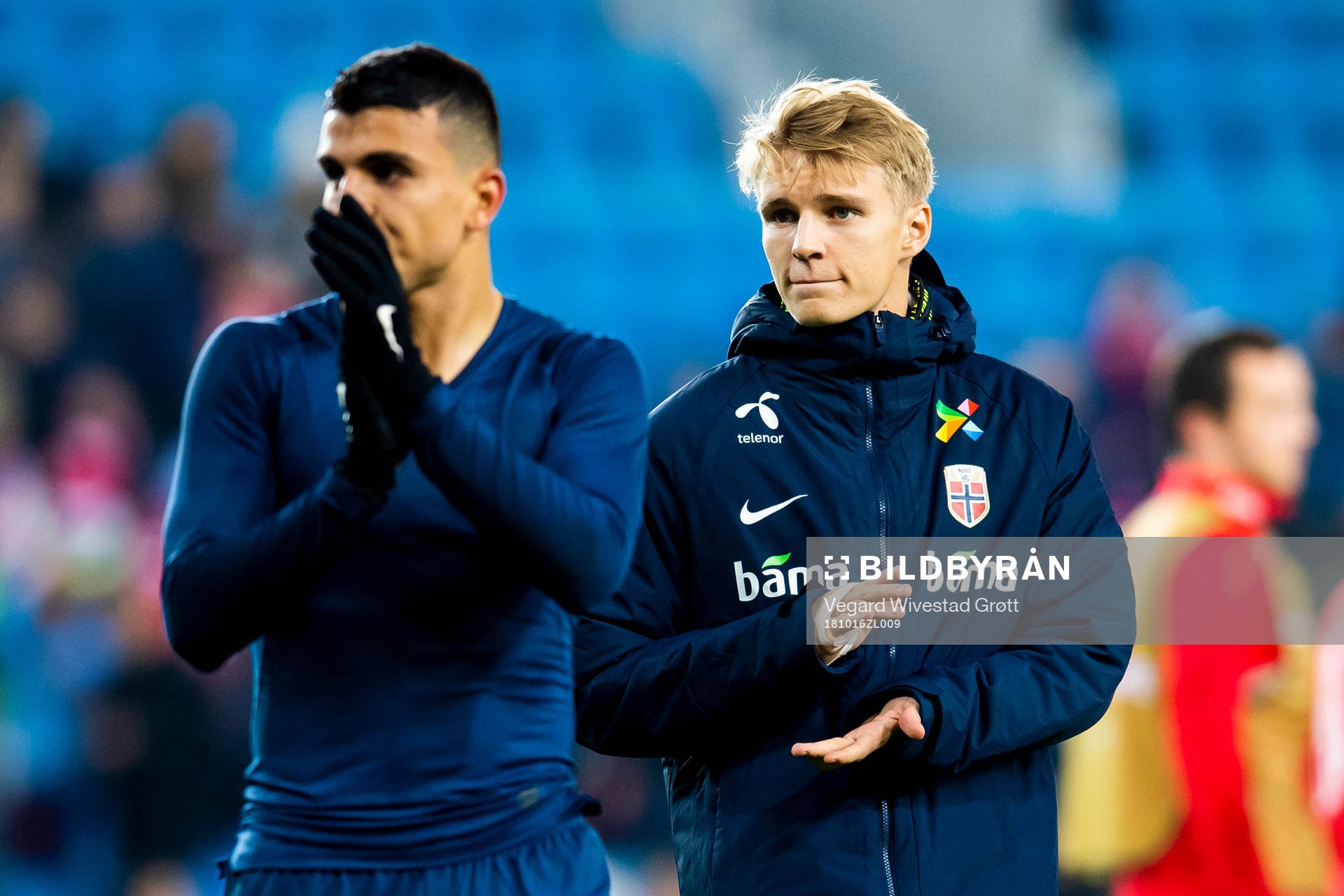 Mohamed Elyounoussi and Martin Ødegaard of Norway