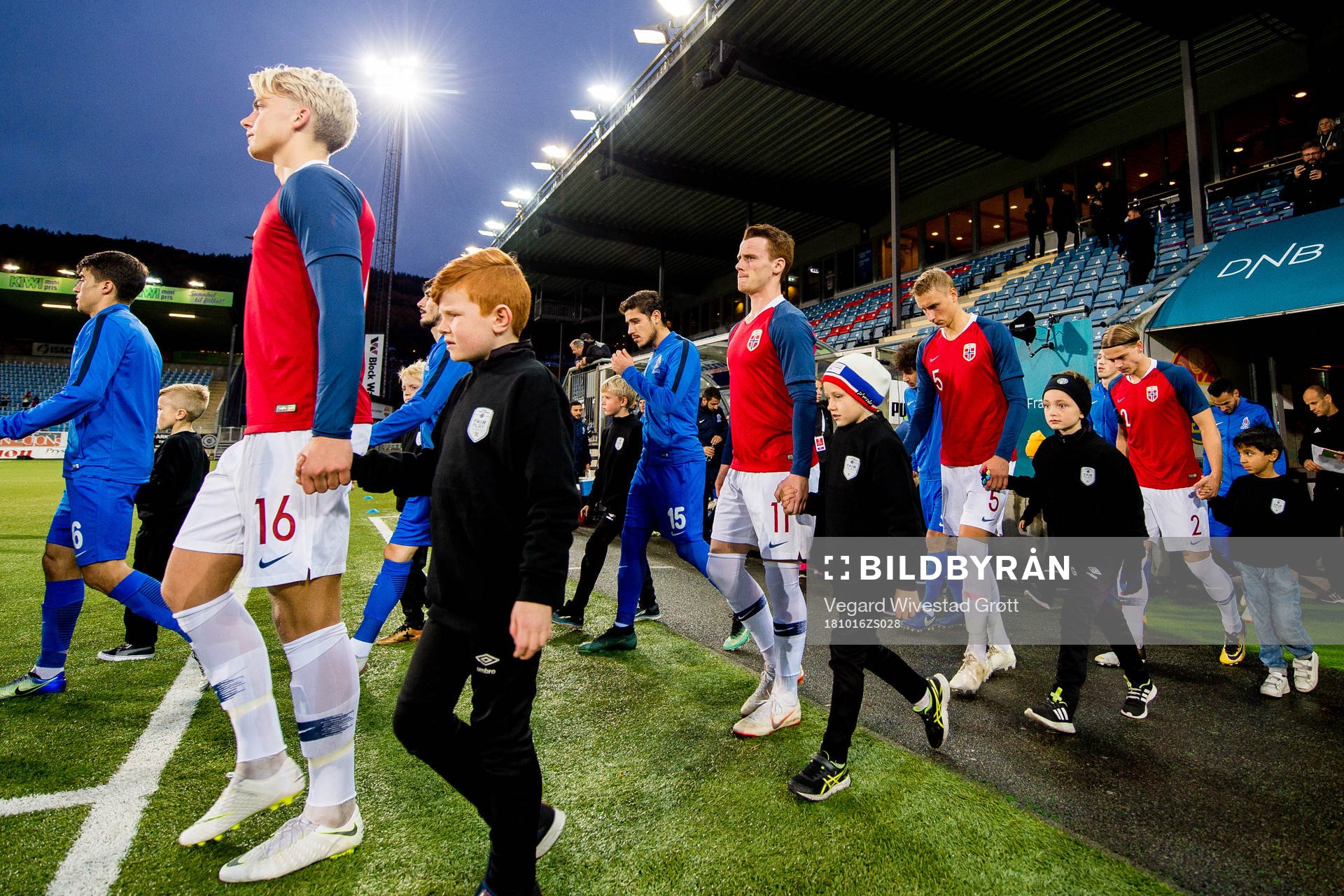Tobias Heintz of Norway enters the pitch