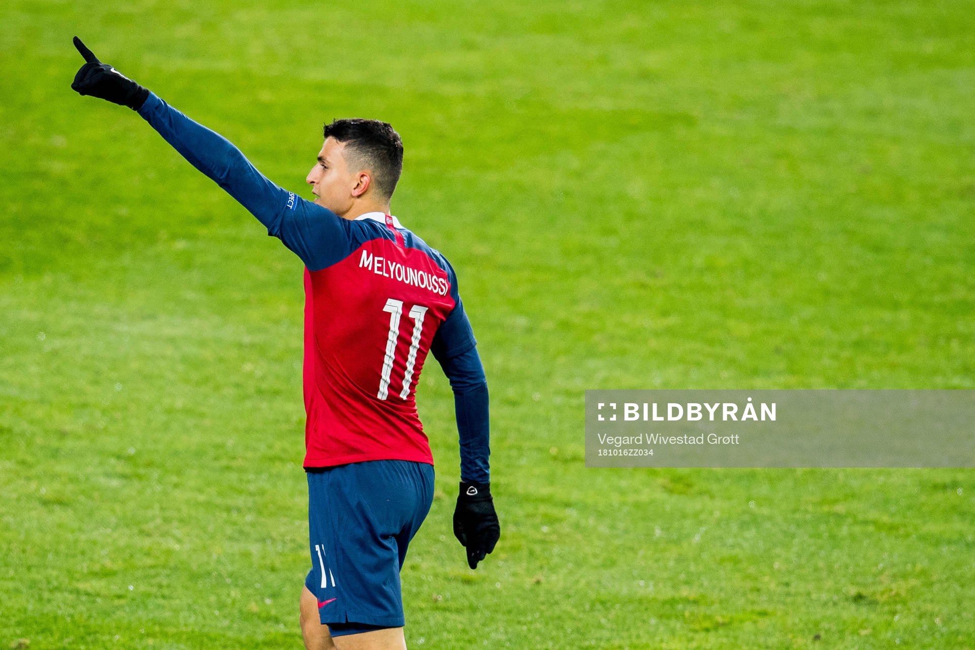 Mohamed Elyounoussi of Norway celebrates after scoring 1-0 during the Nations League match between Norway and Bulgaria on October 16, 2018 in Oslo.