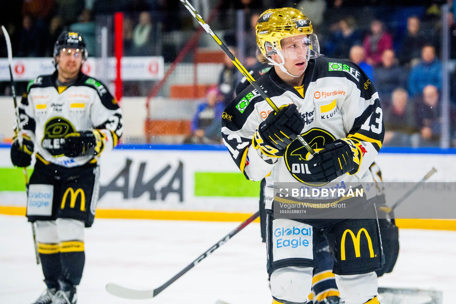 David Morley of Stavanger Oilers celebrates