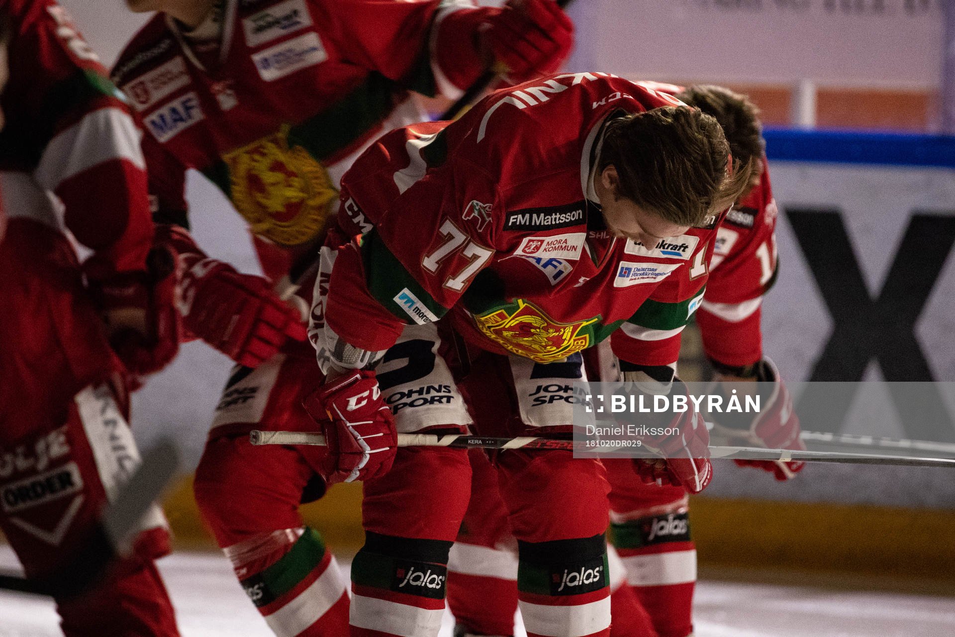 Moras Michael Keränen  innan ishockeymatchen i SHL mellan