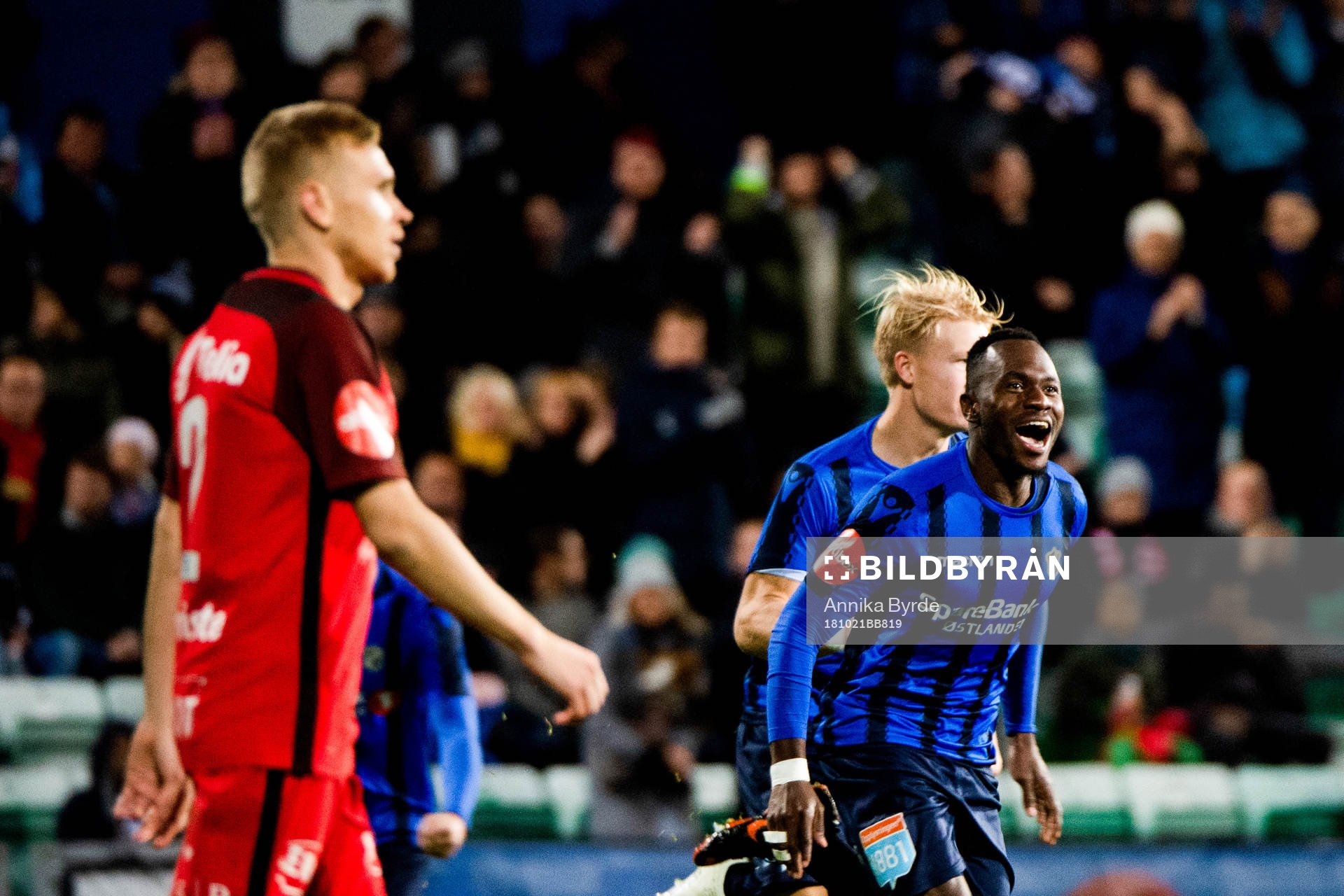 Franck Boli of Stabæk celebrates the 1-0 goal with his