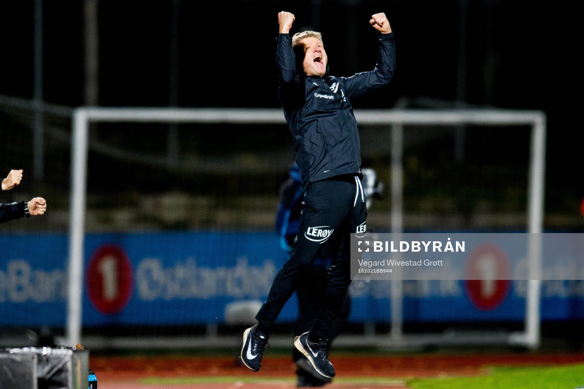 Lars Arne Nilsen, head coach of Brann, celebrates at the