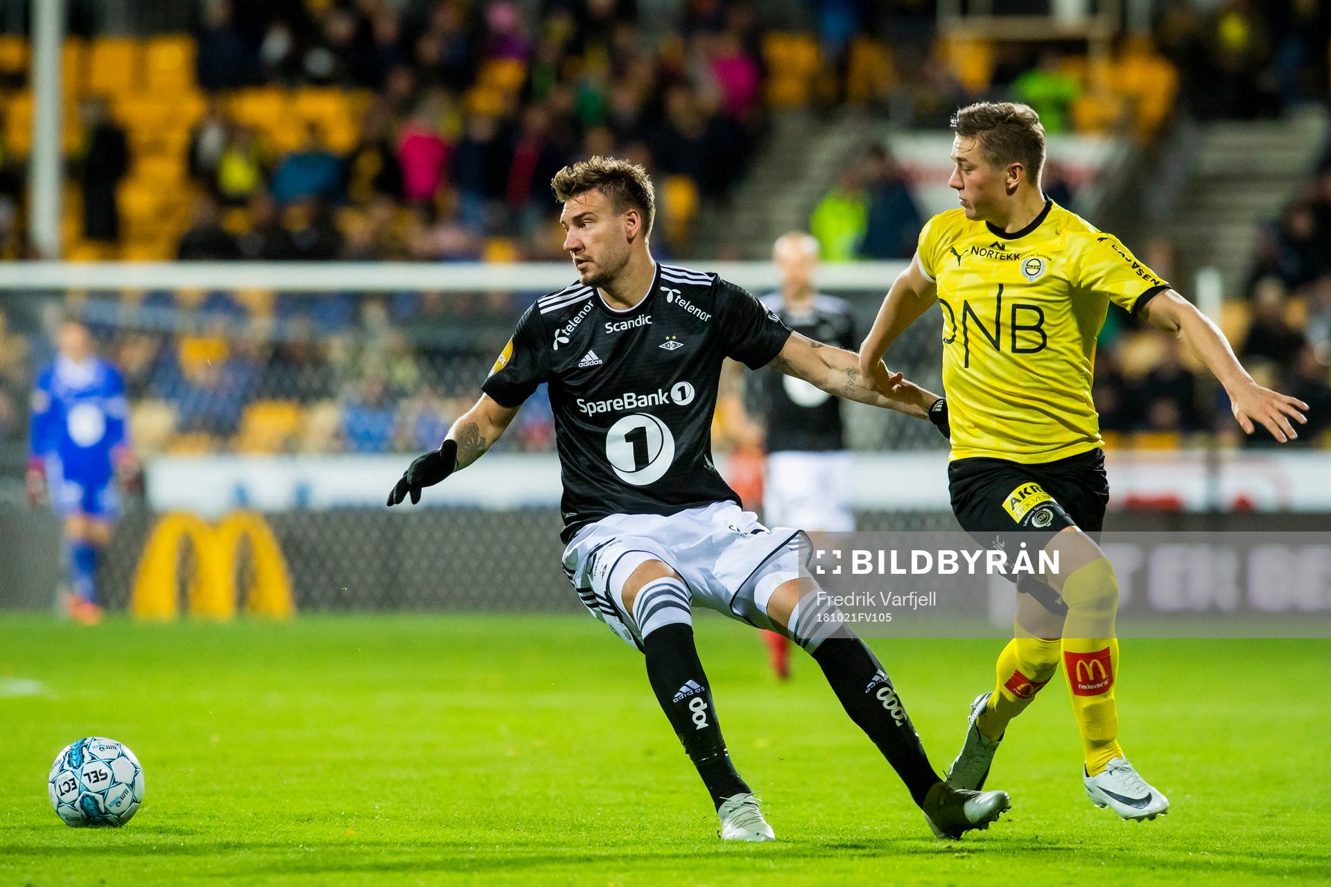 Nicklas Bendtner of Rosenborg and Fredrik Krogstad of