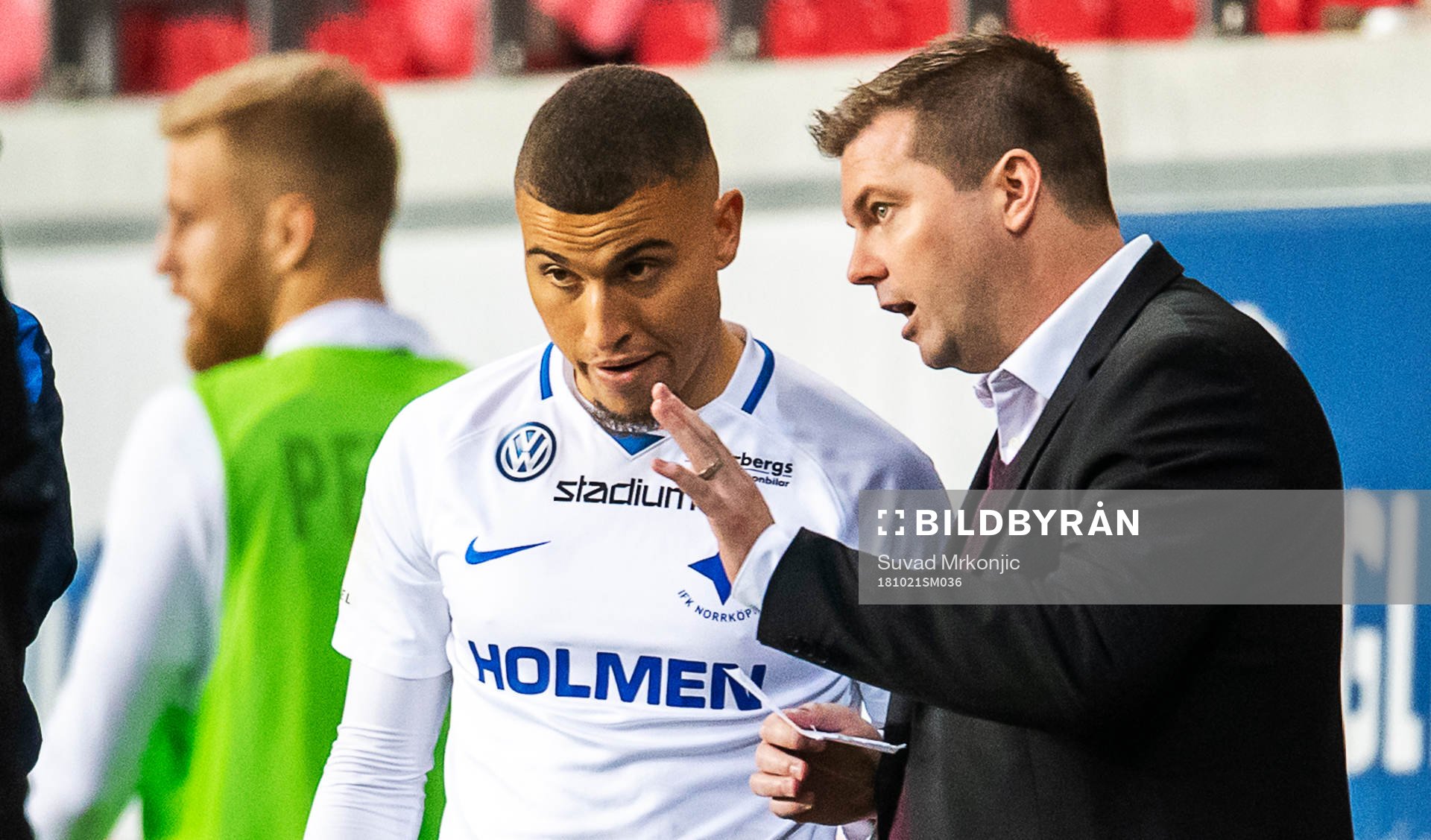 Norrköpings tränare Jens Gustafsson och Jordan Larsson