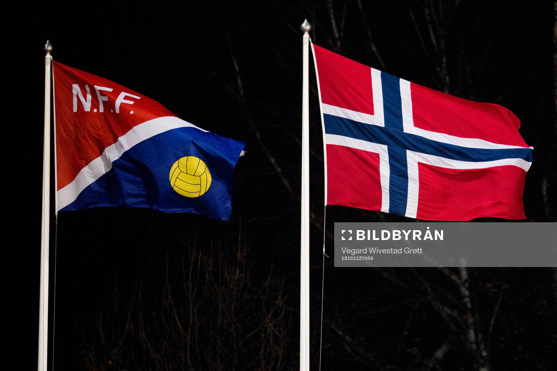 The flags of the Norwegian Football Association (NFF) and