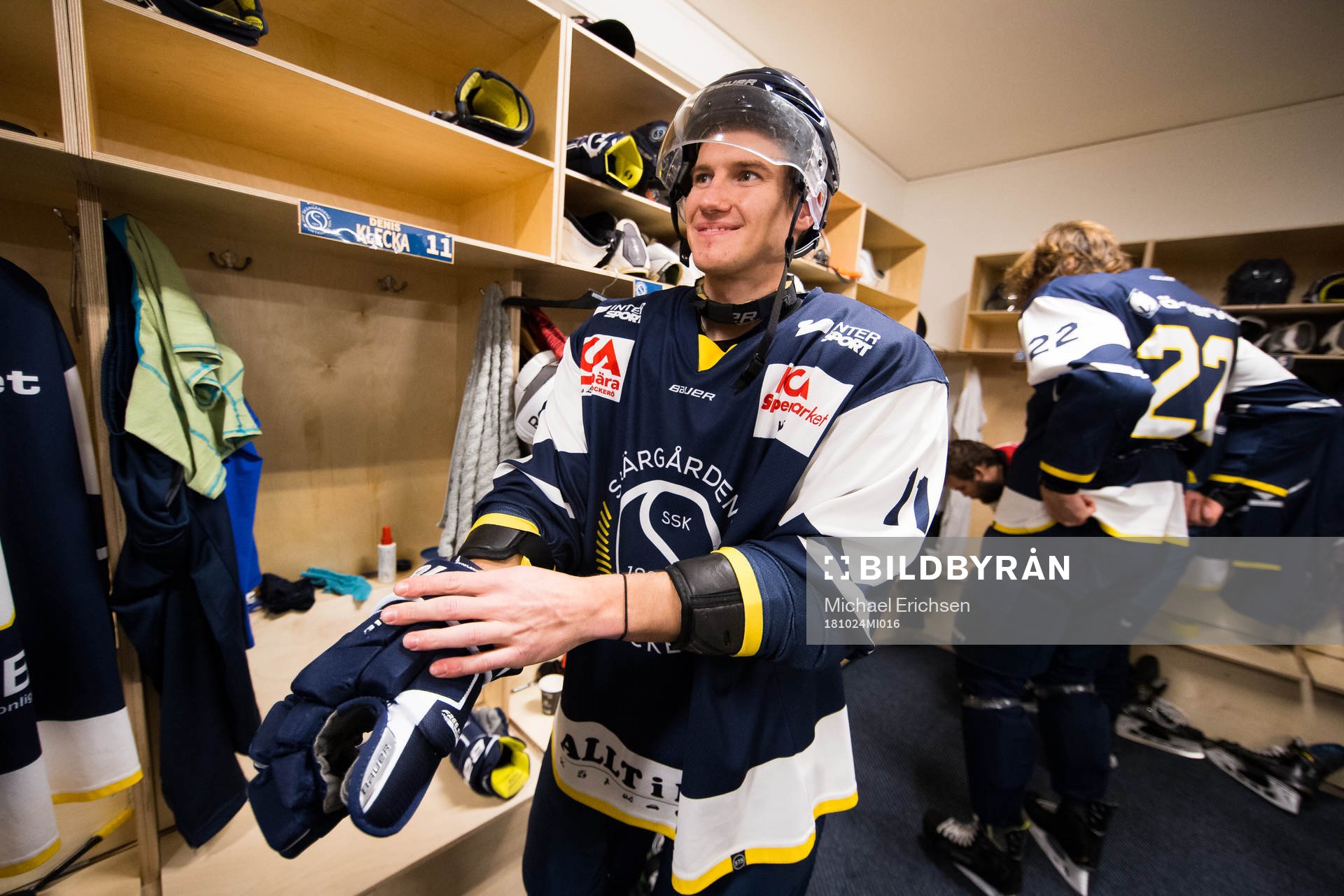 Skärgårdens hockeys Denis Klecka innan en match