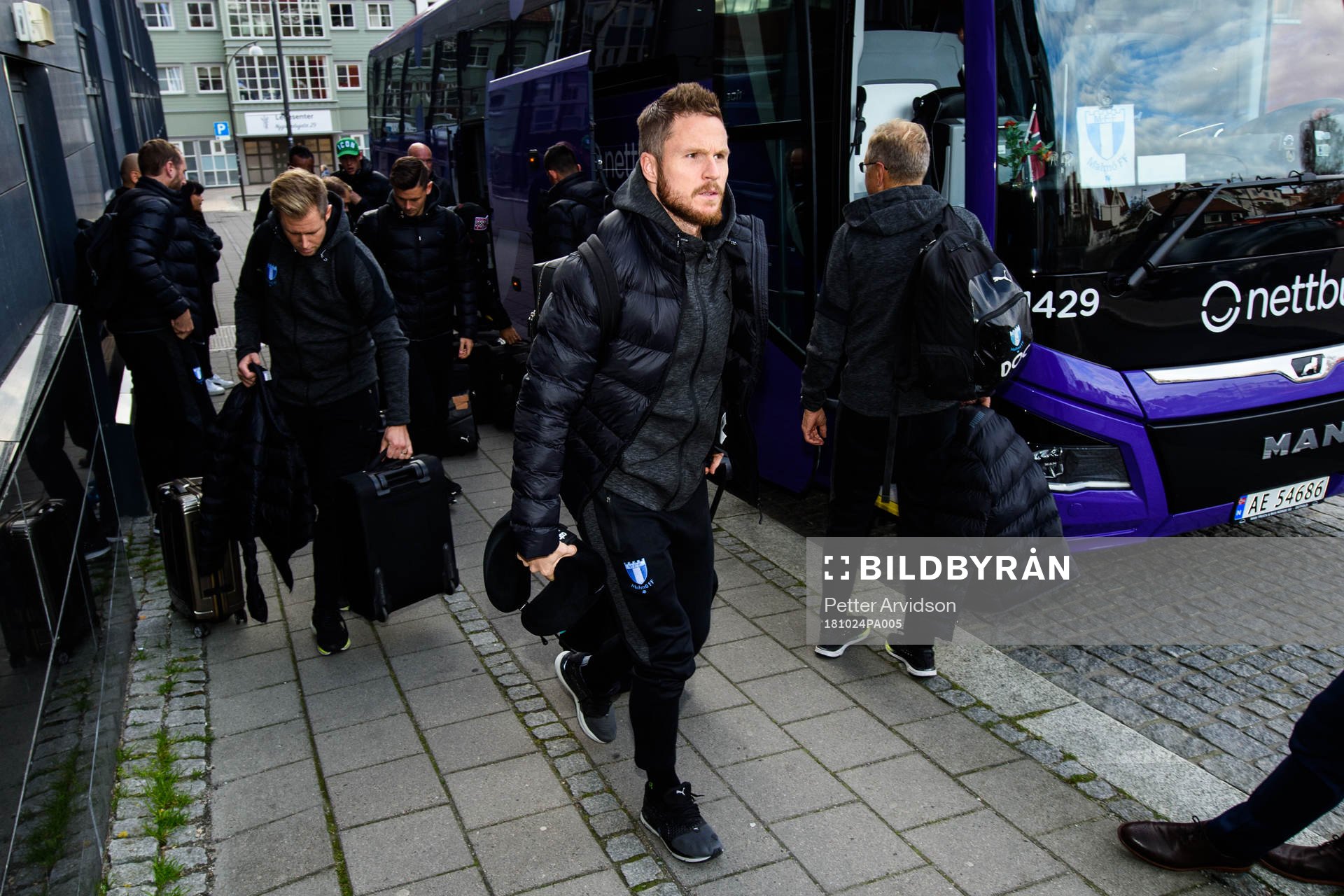 Lasse Nielsen of Malmö FF arrives at the hotel