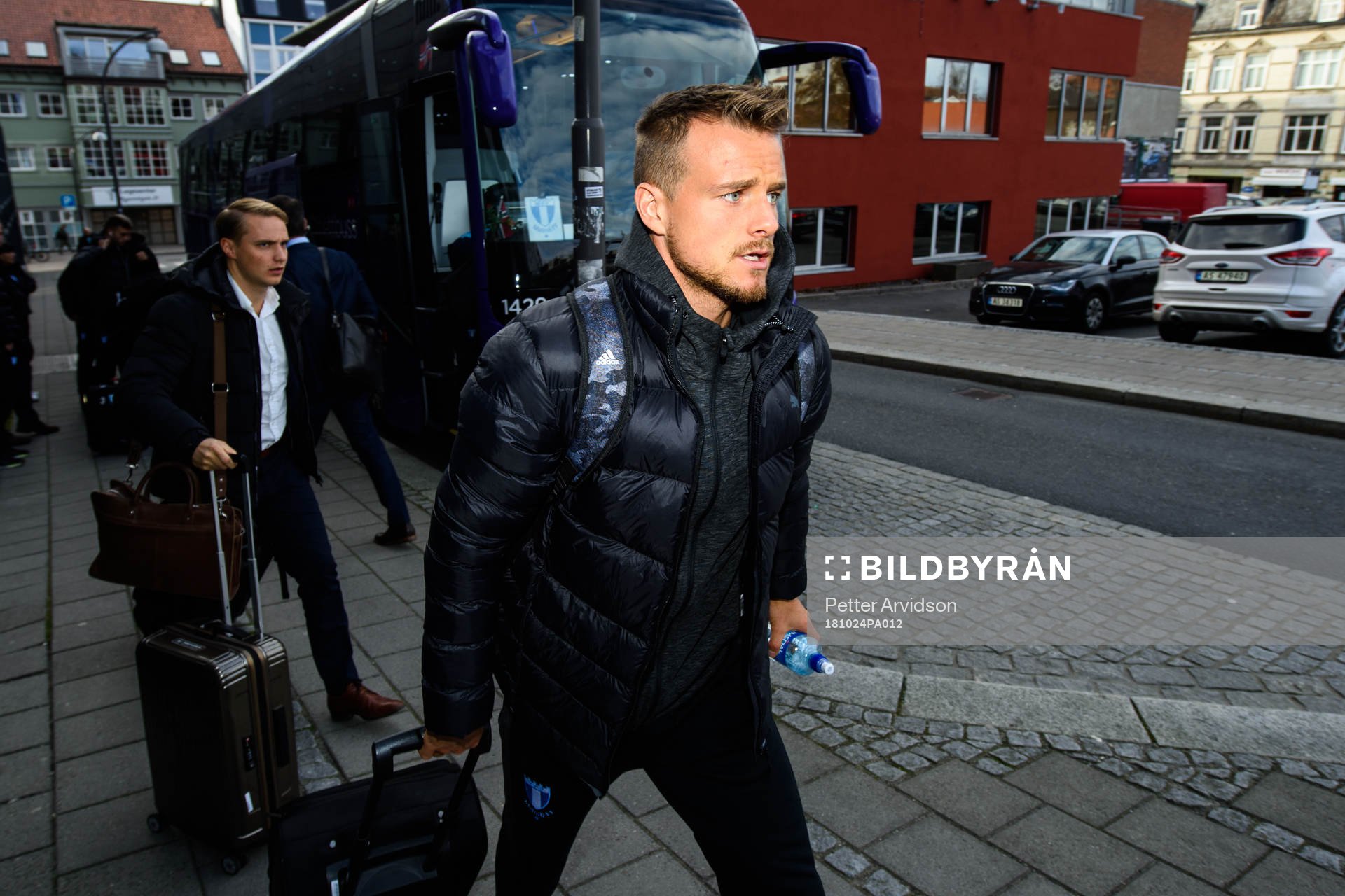 Eric Larsson of Malmö FF arrives at the hotel