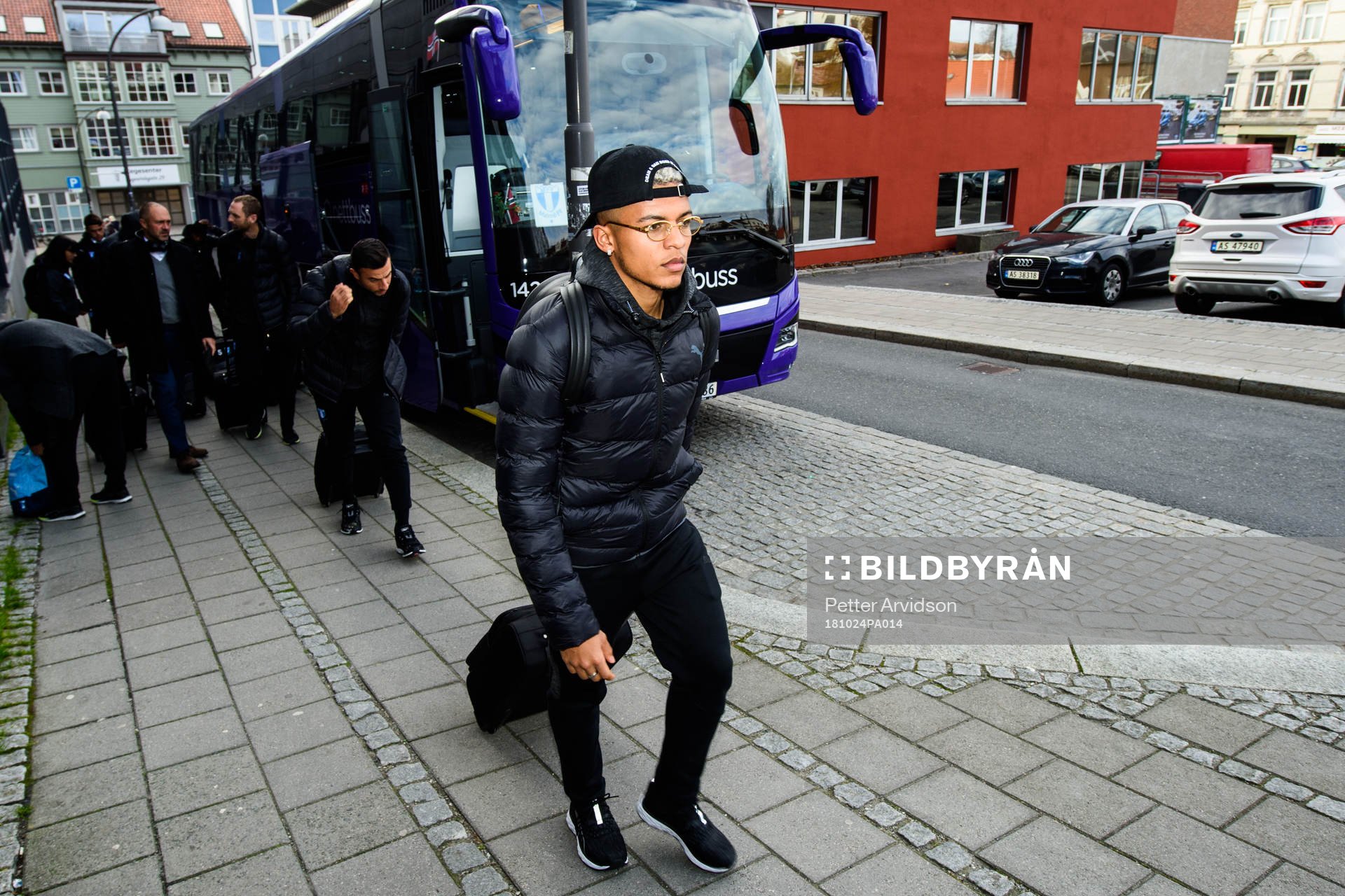 Romain Gall of Malmö FF arrives at the hotel