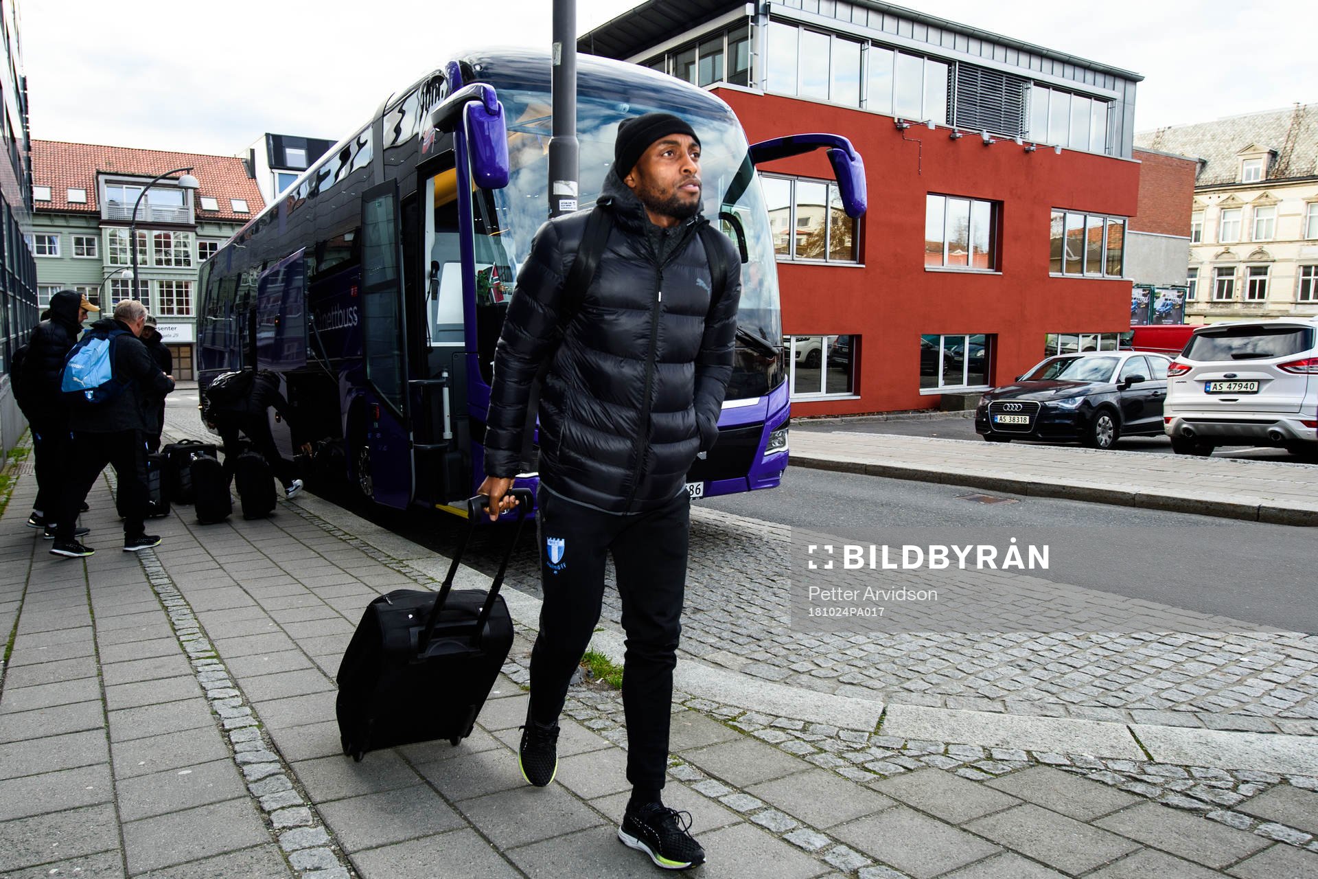 Fouad Bachirou of Malmö FF arrives at the hotel