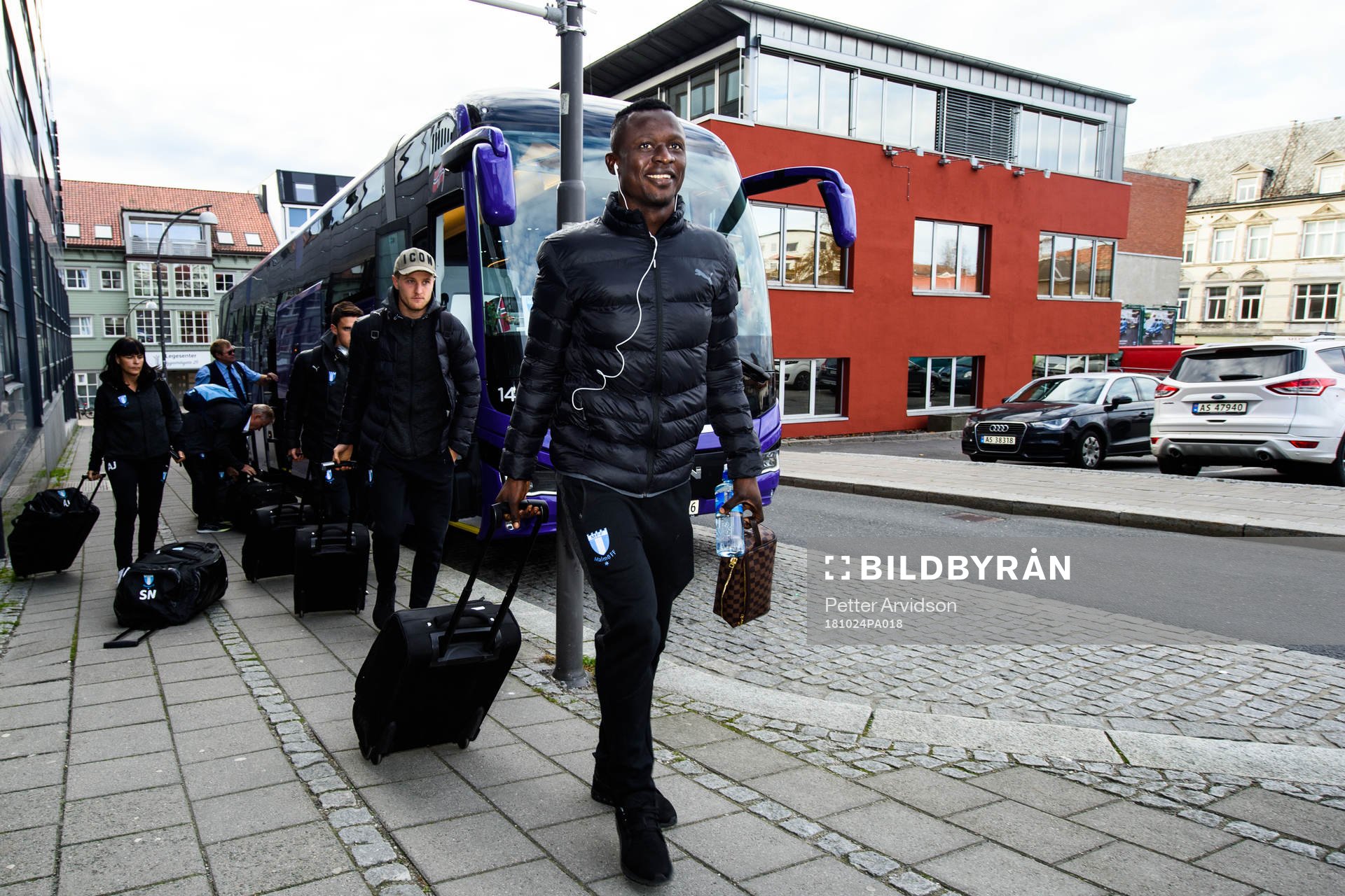 Bonke Innocent of Malmö FF arrives at the hotel