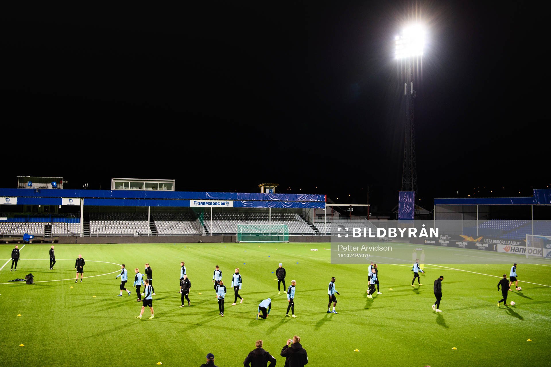 Players of Malmö FF at Sarpsborg stadion