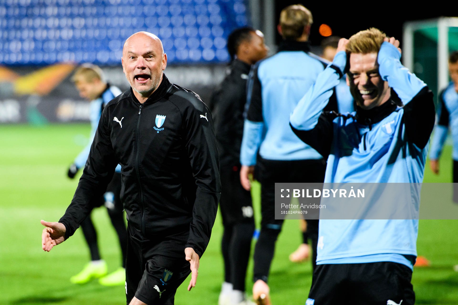 Head coach Uwe Rösler and Anders Christiansen of Malmö FF