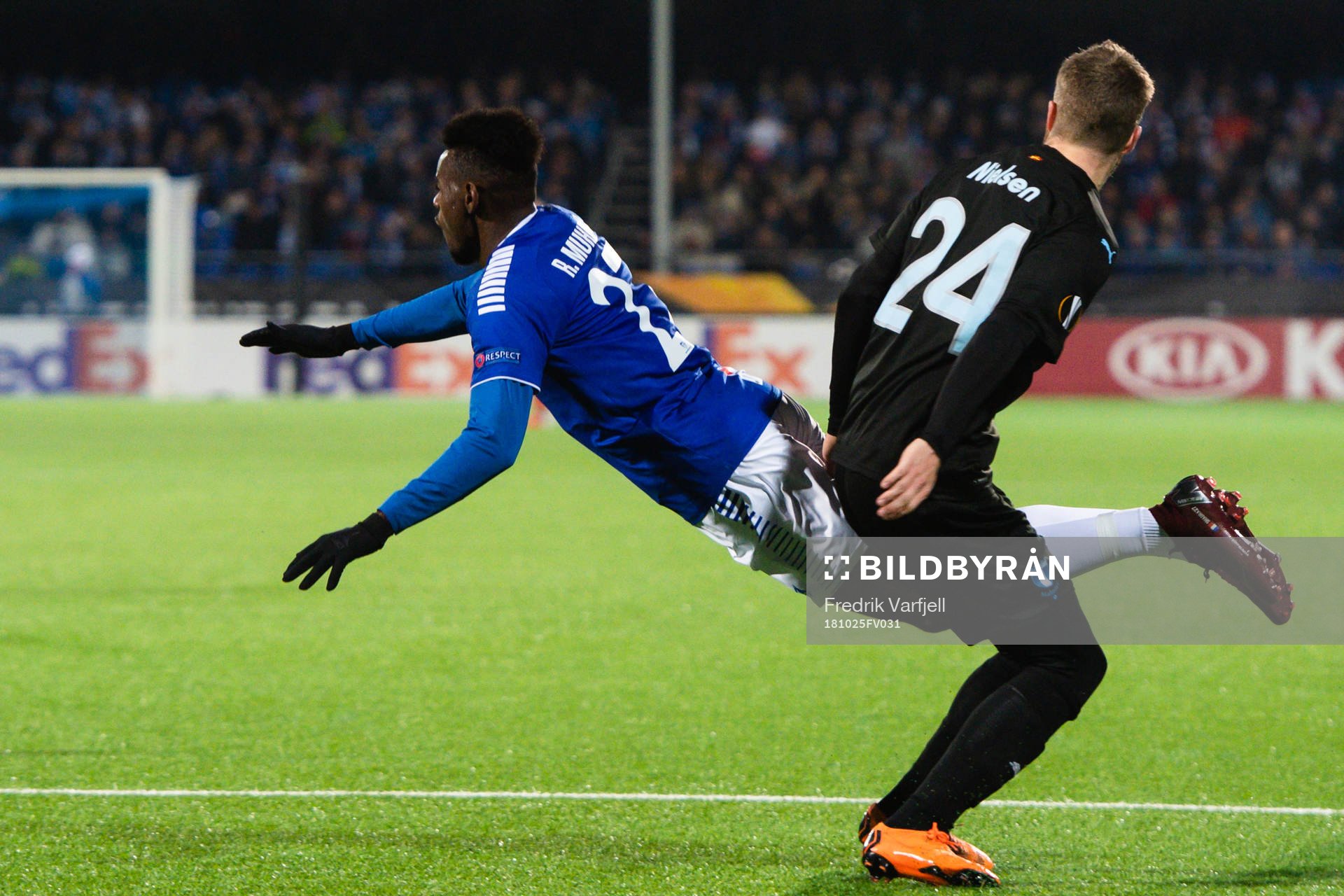 Rashad Muhammed of Sarpsborg 08 and Lasse Nielsen of Malmö