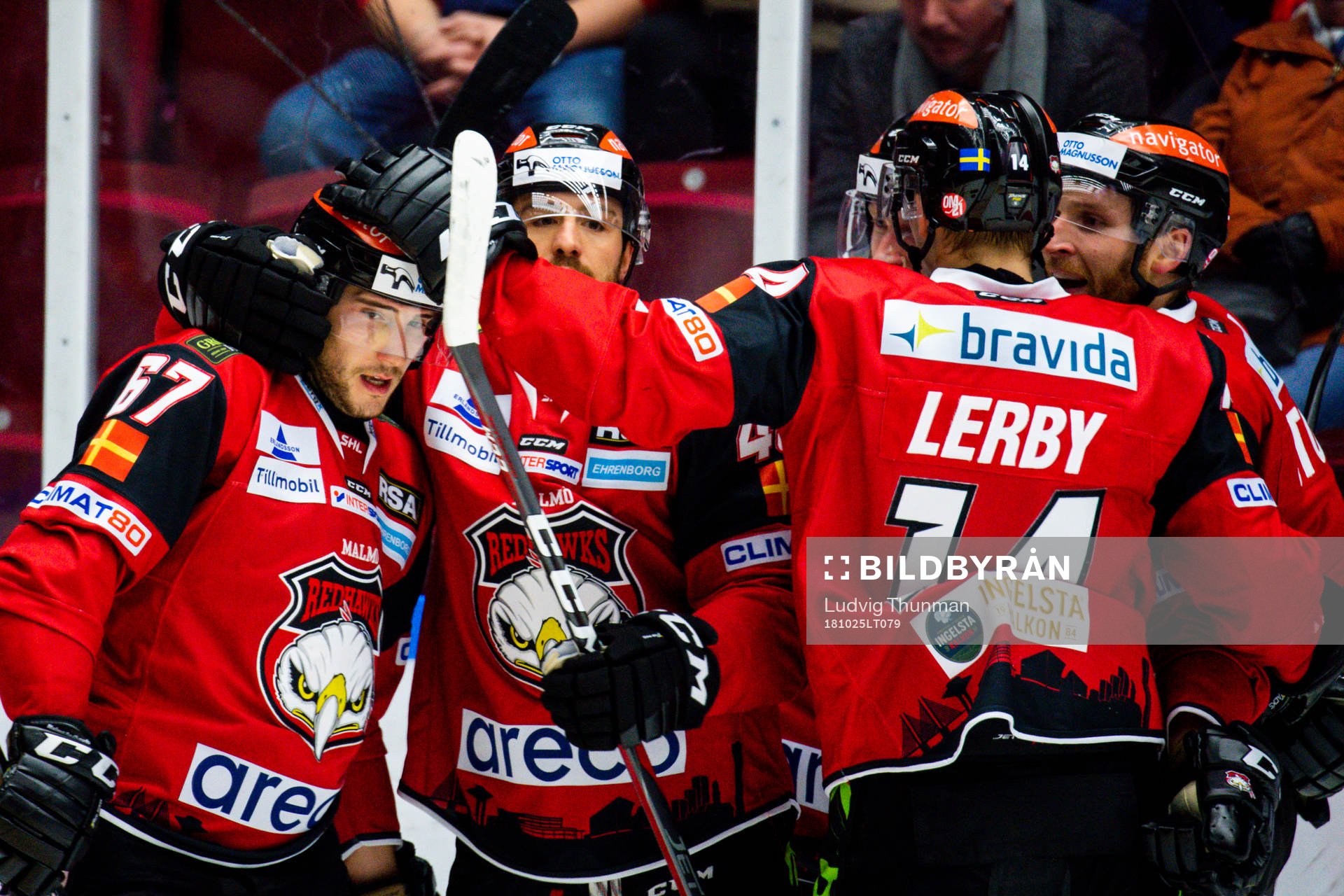 Malmö Redhawks spelare jublar