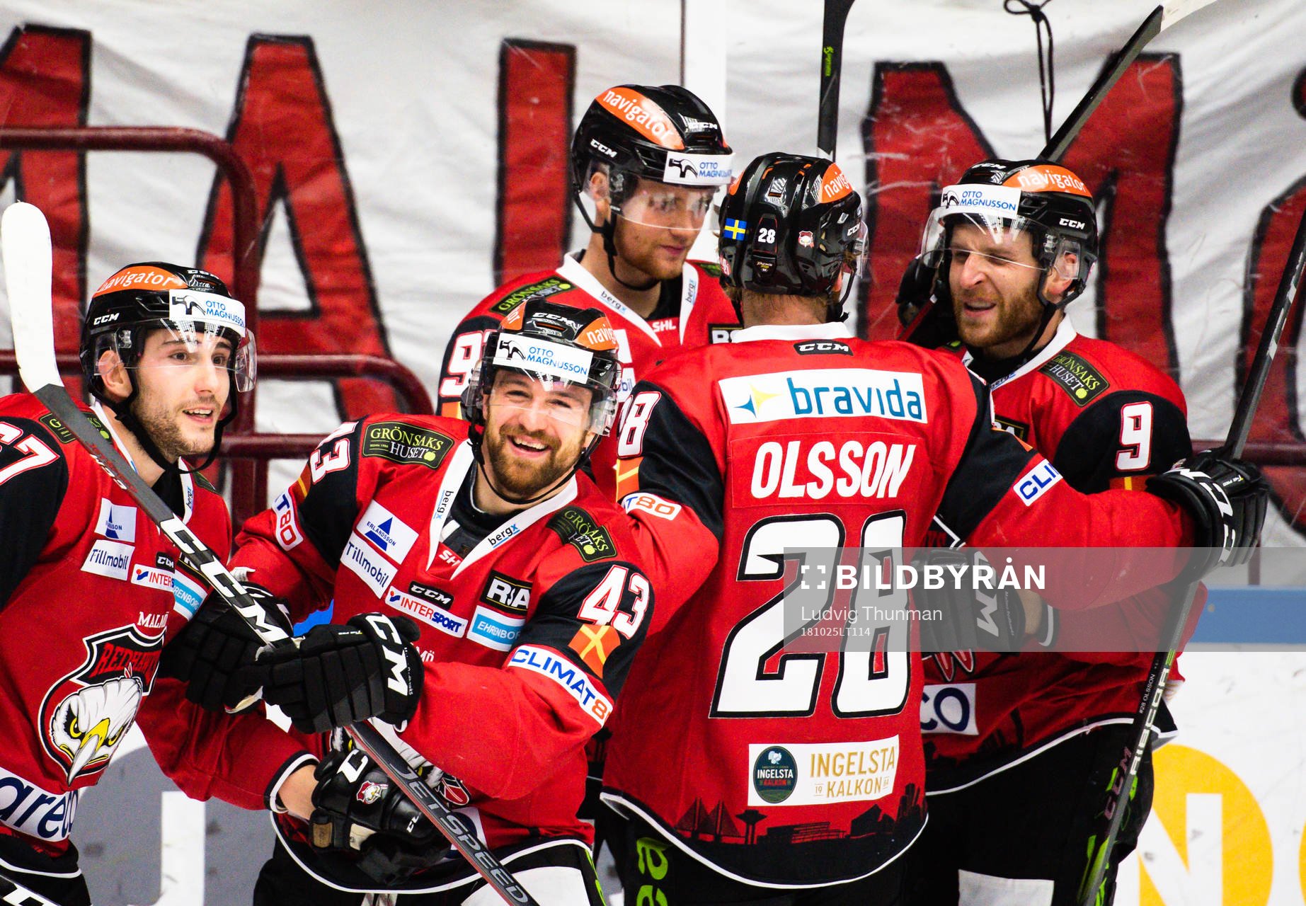 Malmö Redhawks spelare jublar