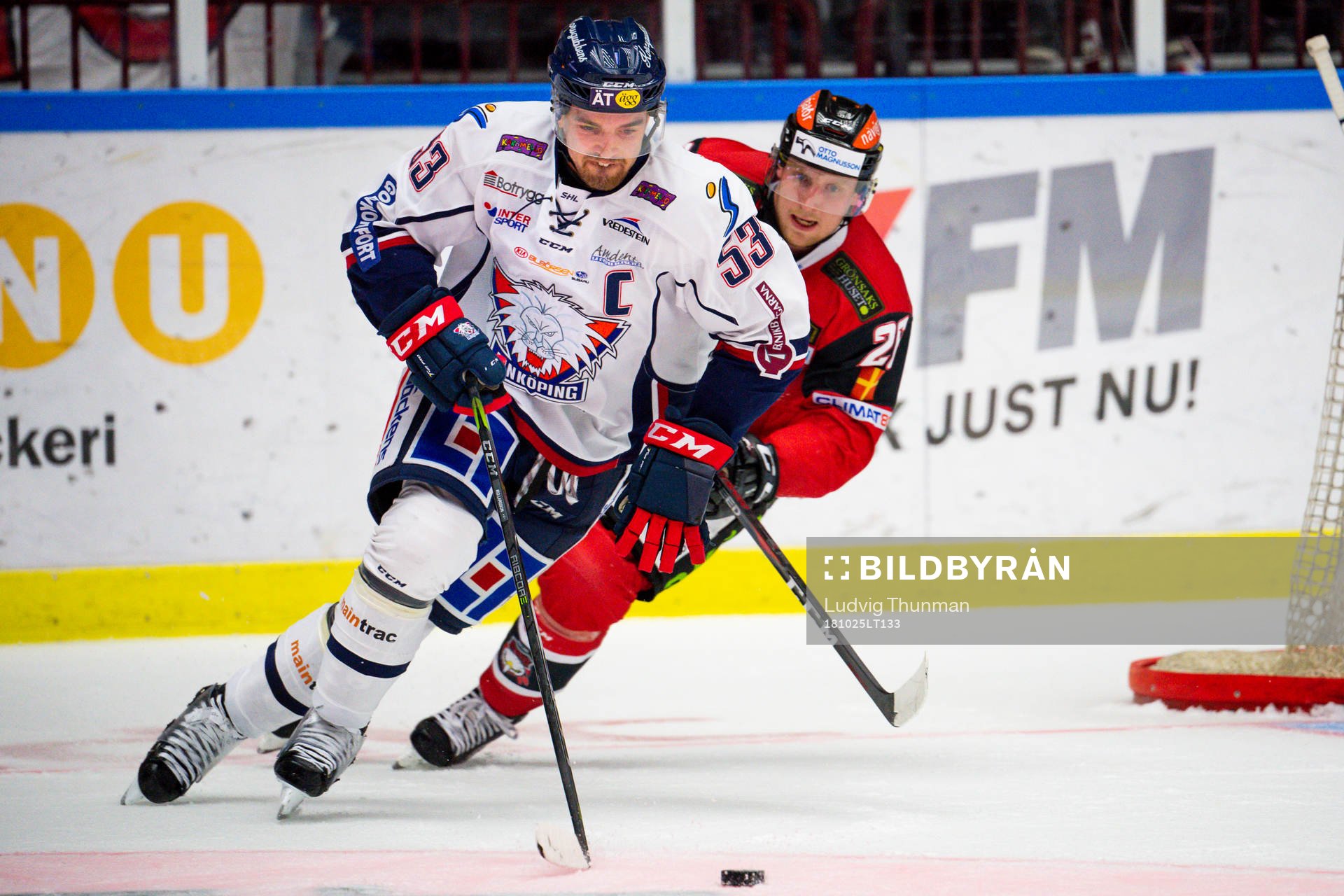 Linköpings Eddie Larsson och Malmö Redhawks Christoffer