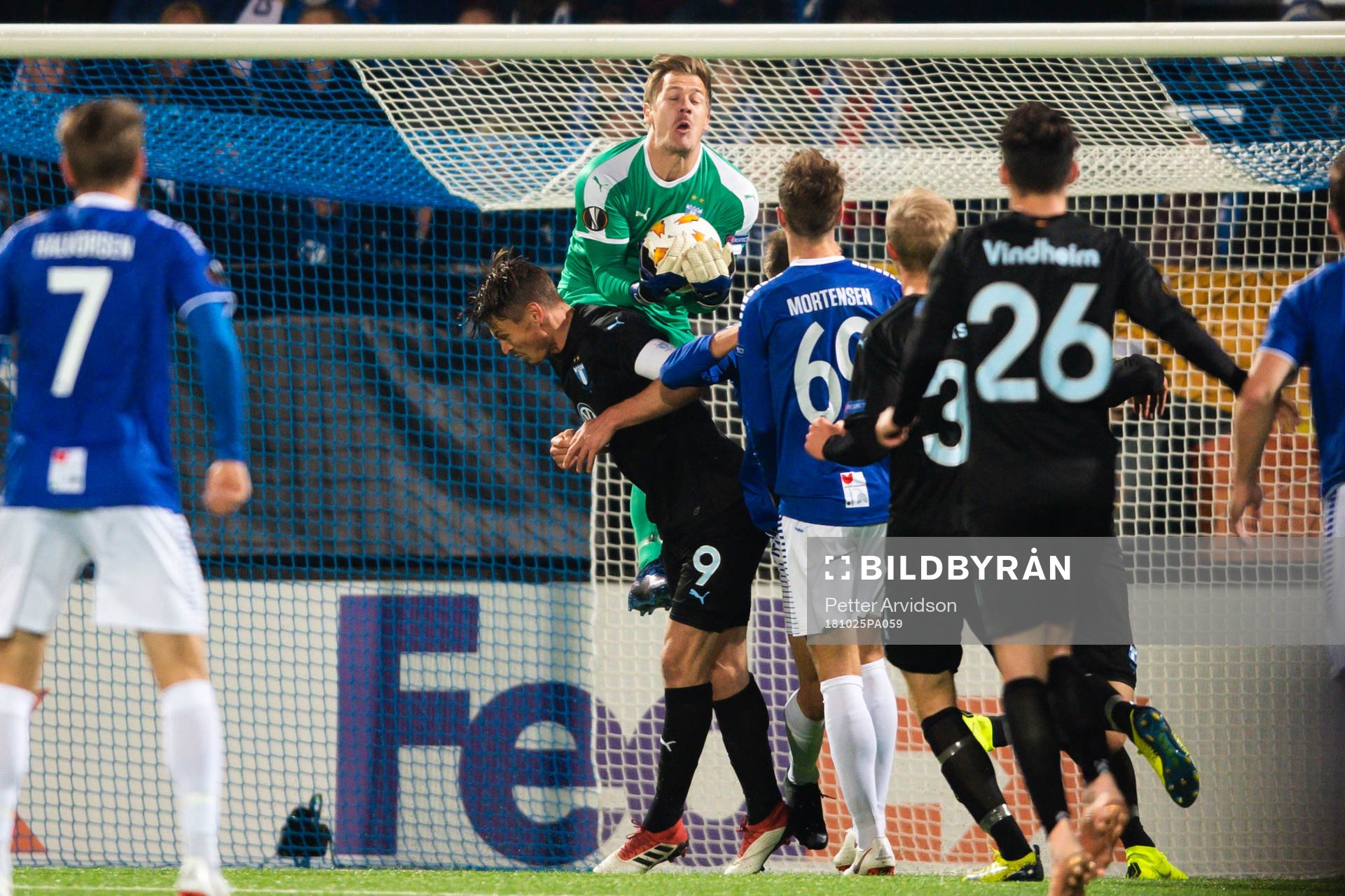 Goalkeeper Johan Dahlin and Markus Rosenberg 0f Malmö FF