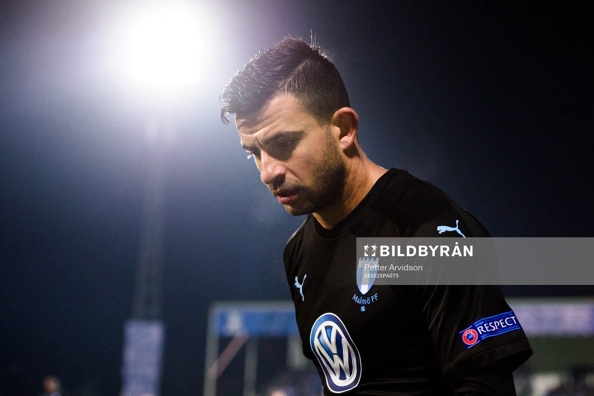 Behrang Safari of Malmö FF looks dejected