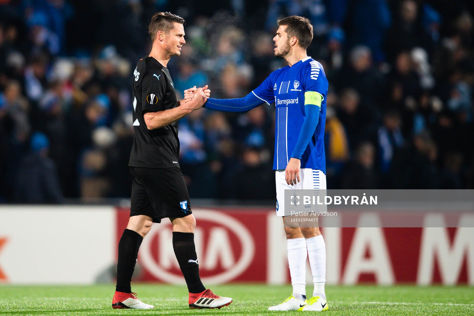Markus Rosenberg of Malmö FF thanks Joonas Tamm of