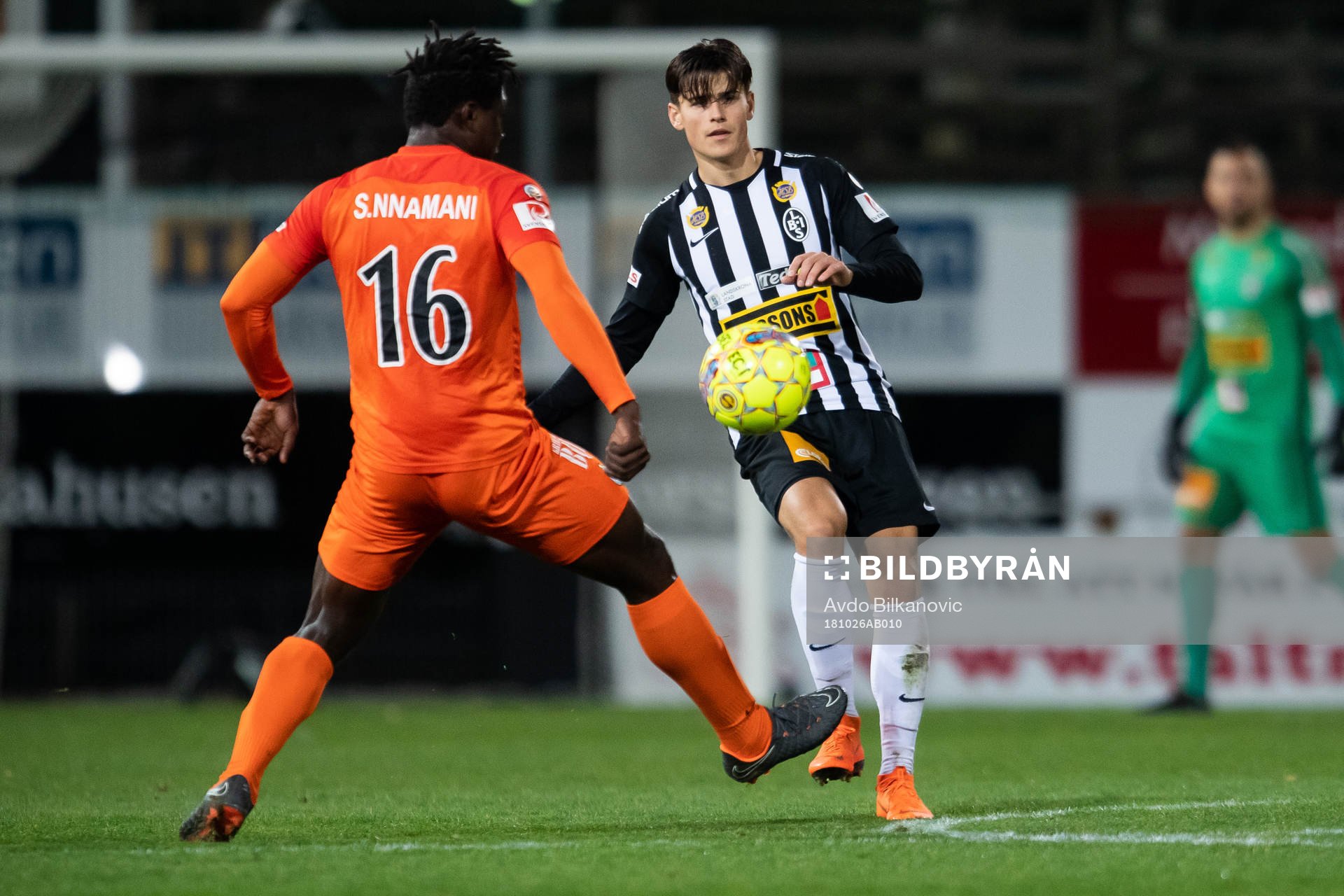 Landskronas Philip Ljung under fotbollsmatchen i Superettan mellan Landskrona och Eskilstuna den 26 oktober 2018 i Landskrona.