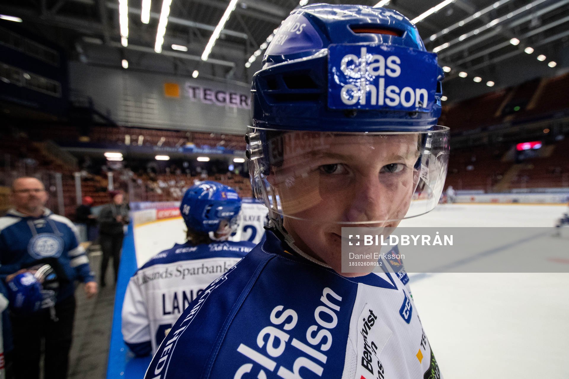 Leksands Lucas Nordsäter vid värmning innan
