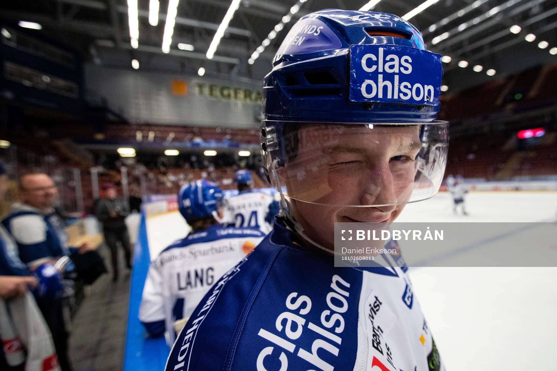 Leksands Lucas Nordsäter vid värmning innan