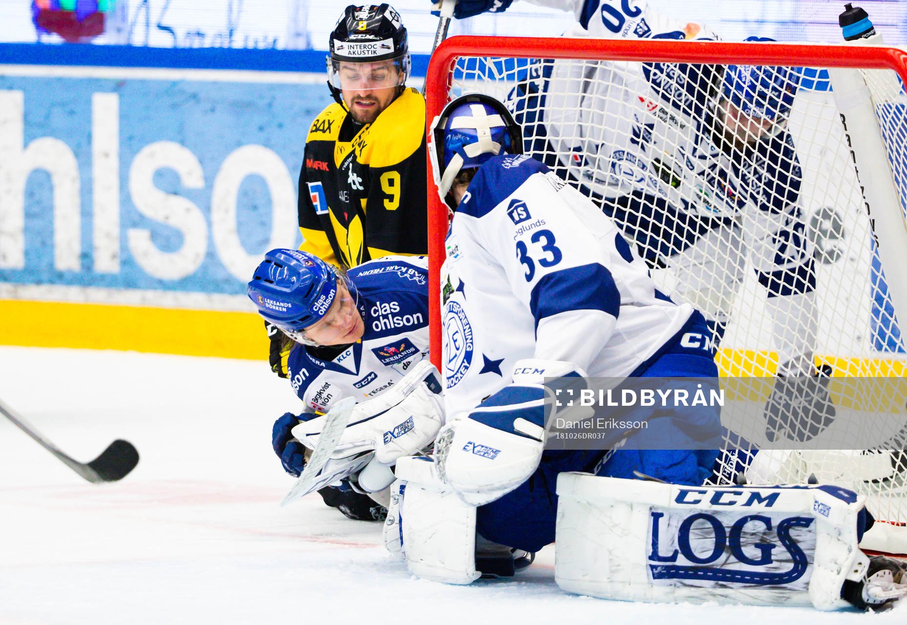 Leksands Anton Karlsson och målvakt Axel Brage