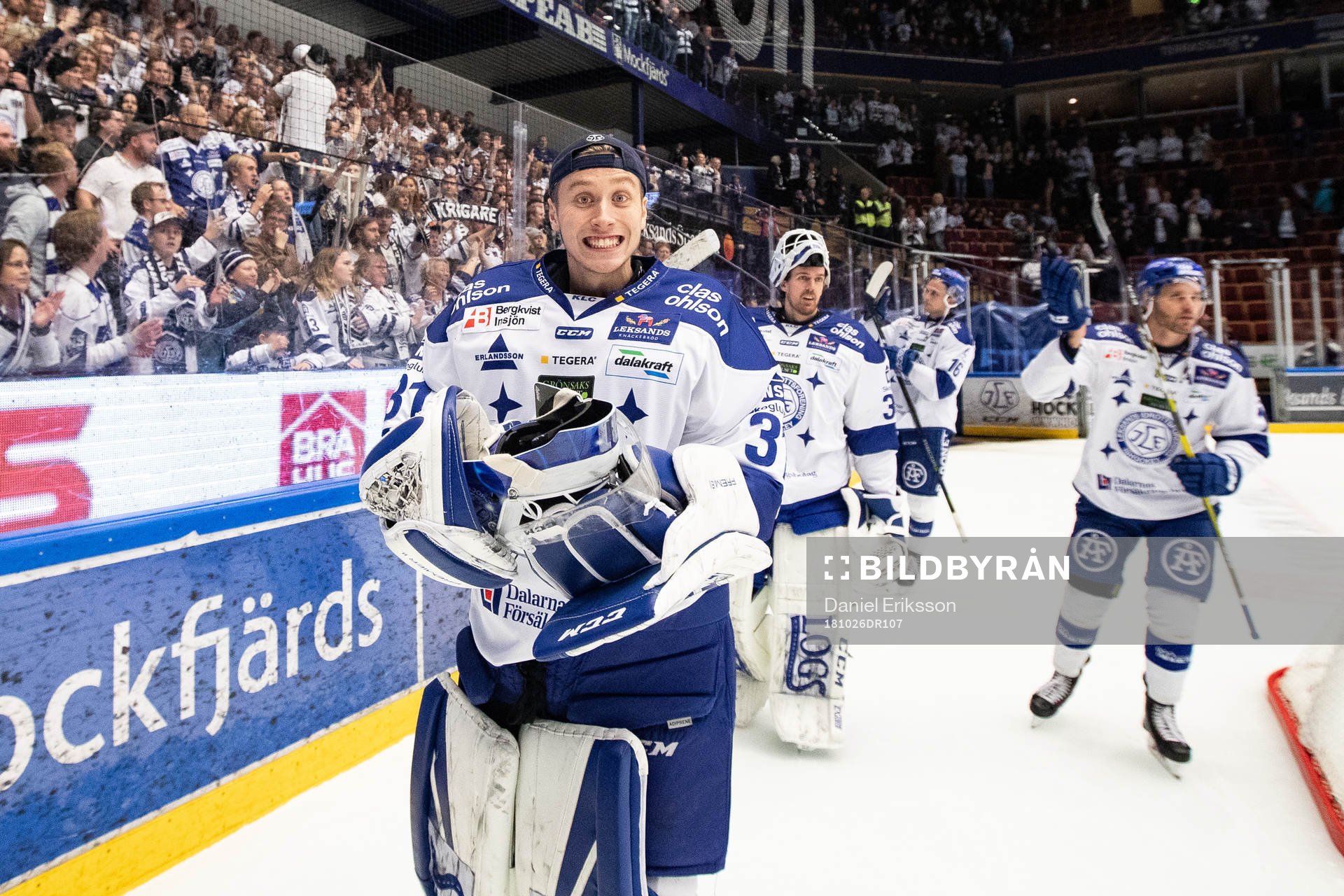 Leksands målvakt Jonas Arntzen glad