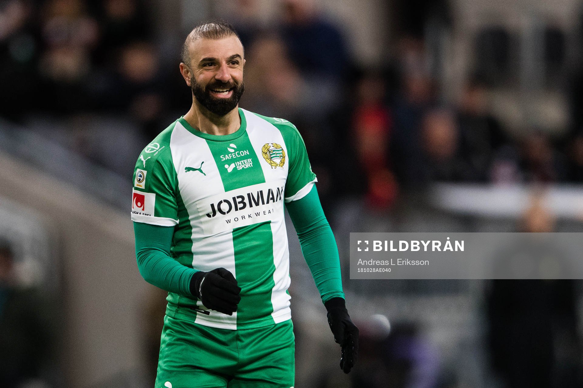 Hammarbys Kennedy Bakircioglu jublar under fotbollsmatchen i Allsvenskan mellan Hammarby och Kalmar den 28 oktober 2018 i Stockholm. 