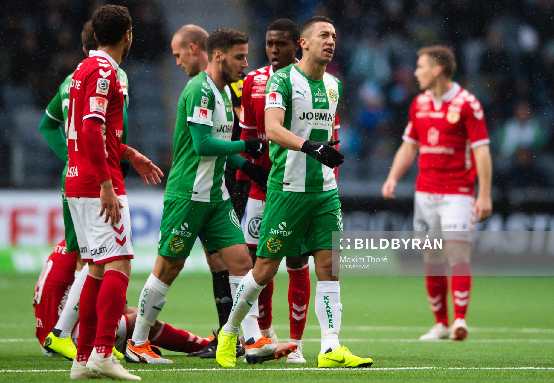 Hammarbys Nikola Djurdjic reagerar